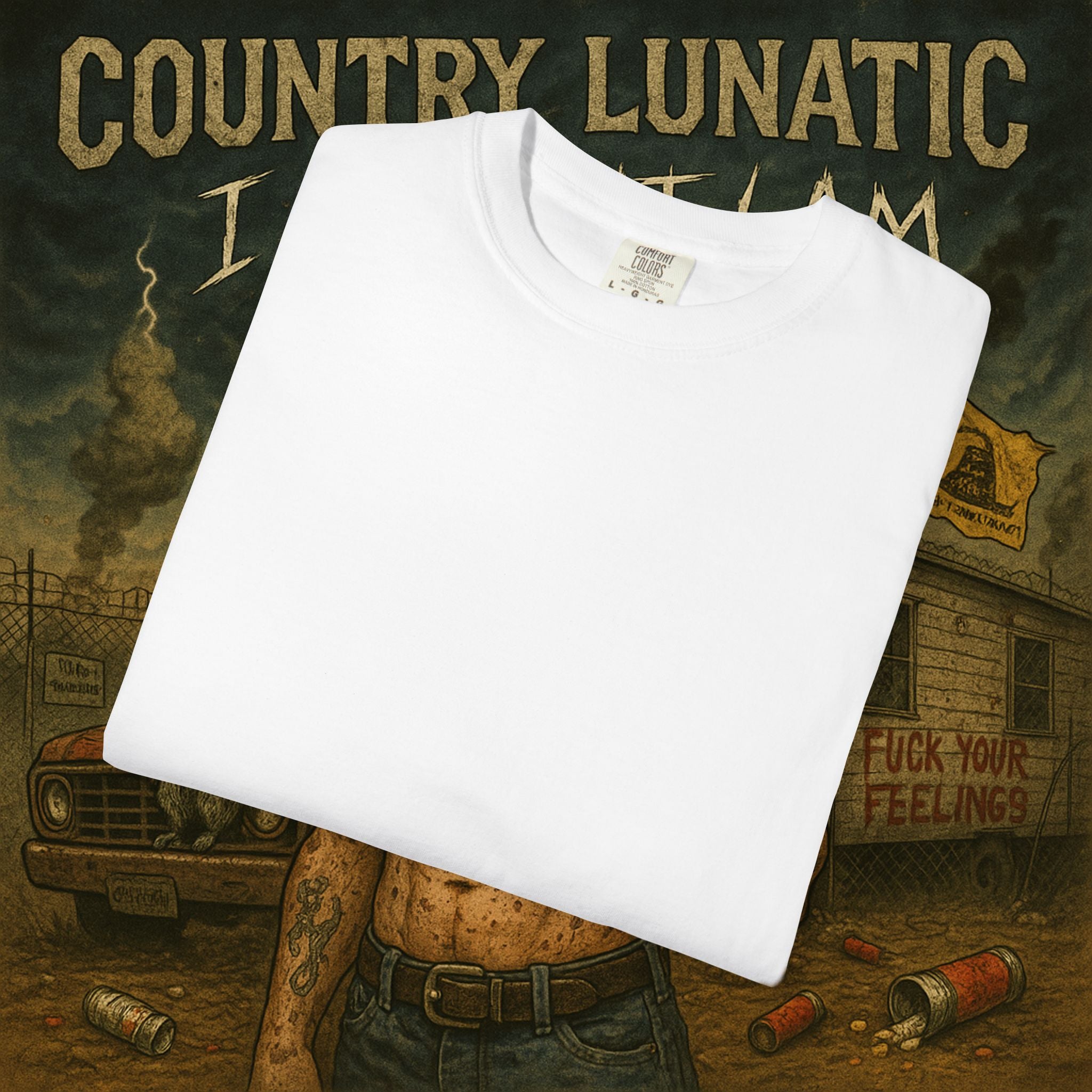 Garment-Dyed T-shirt Country Lunatic Logo #2 Back Print