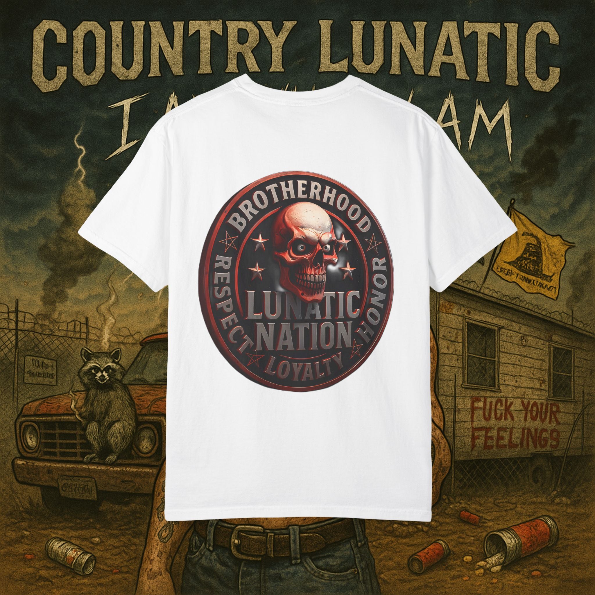 Country Lunatic Unisex Garment-Dyed T-shirt - Lunatic Nation Graphic Tee