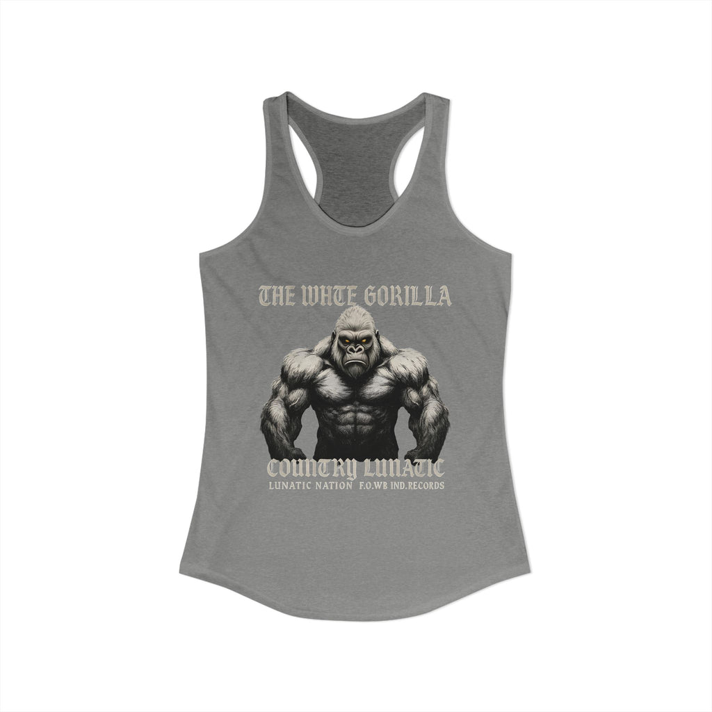 Mighty Gorilla Fitness Tank, Workout Top, Gym Apparel, Gym Tank, Gift for Fitness Lovers, White Gorilla Strength Motivation