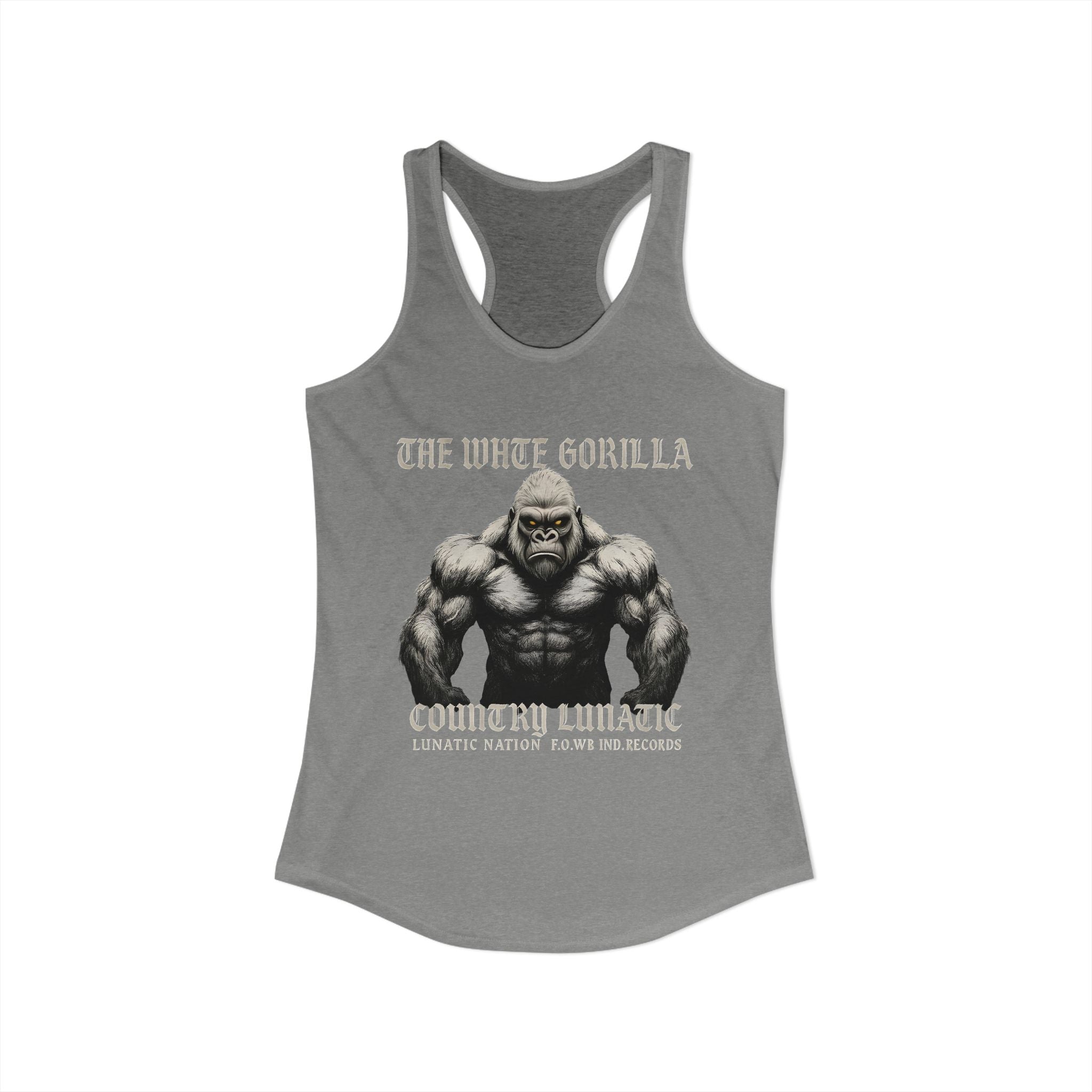 Mighty Gorilla Fitness Tank, Workout Top, Gym Apparel, Gym Tank, Gift for Fitness Lovers, White Gorilla Strength Motivation