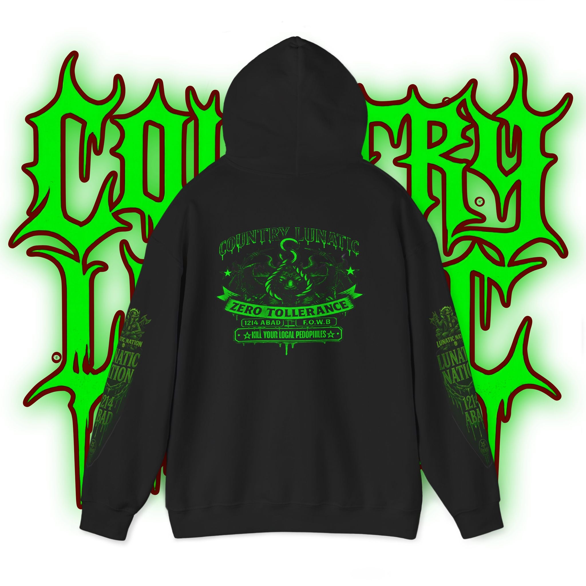 Hooded Sweatshirt Zero Tolerance 1214 ABAD Lunatic Nation Design