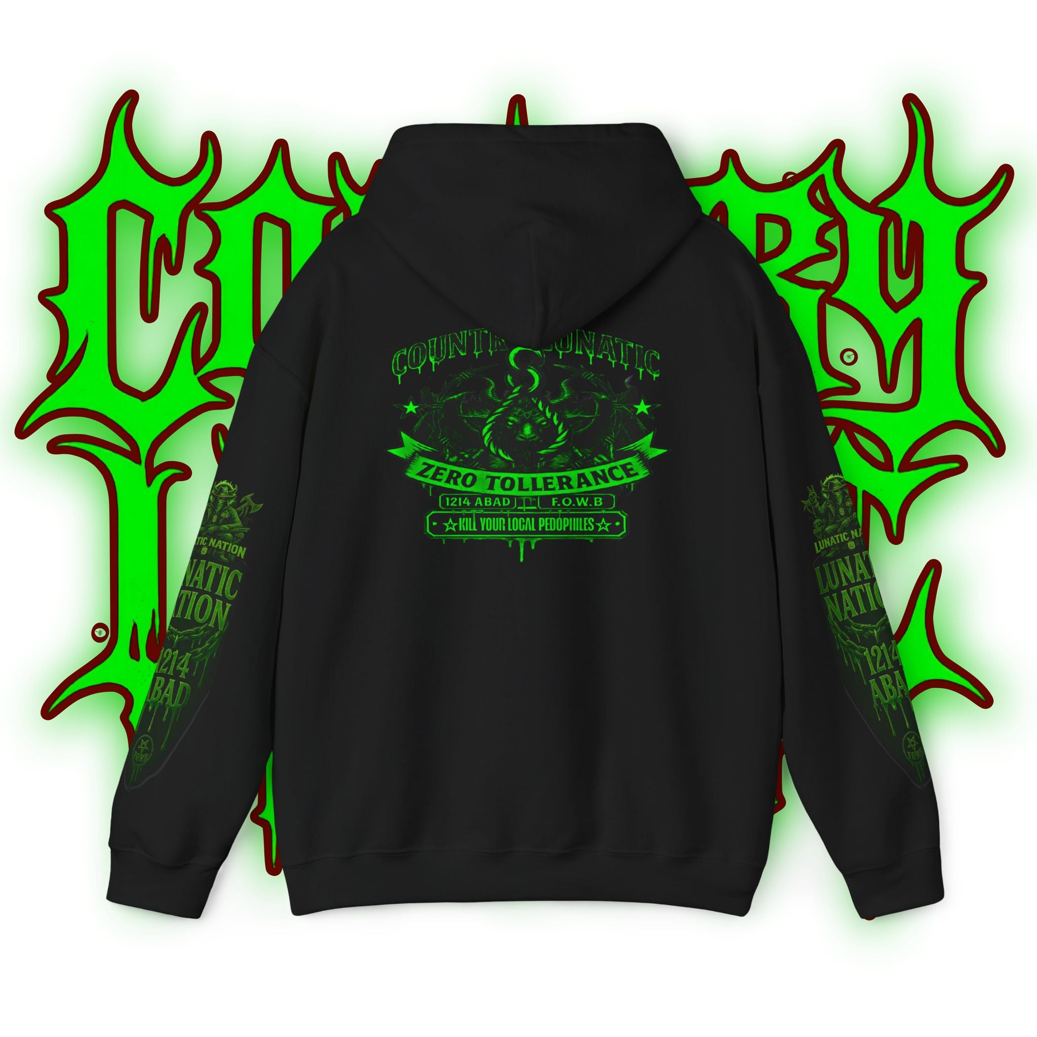 Hooded Sweatshirt Zero Tolerance 1214 ABAD Lunatic Nation Design