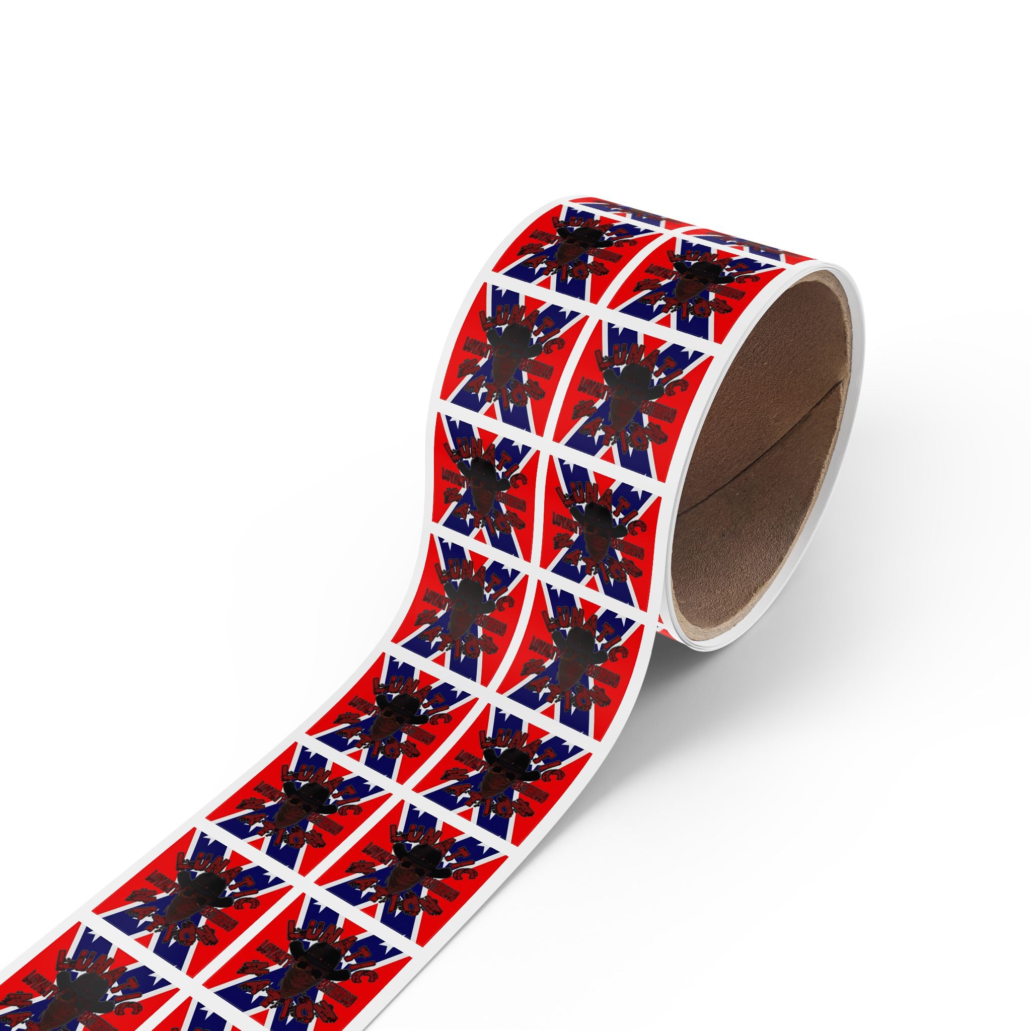 Lunatic Rebel Square Sticker Rolls – Bold Design for Events & Personal Use