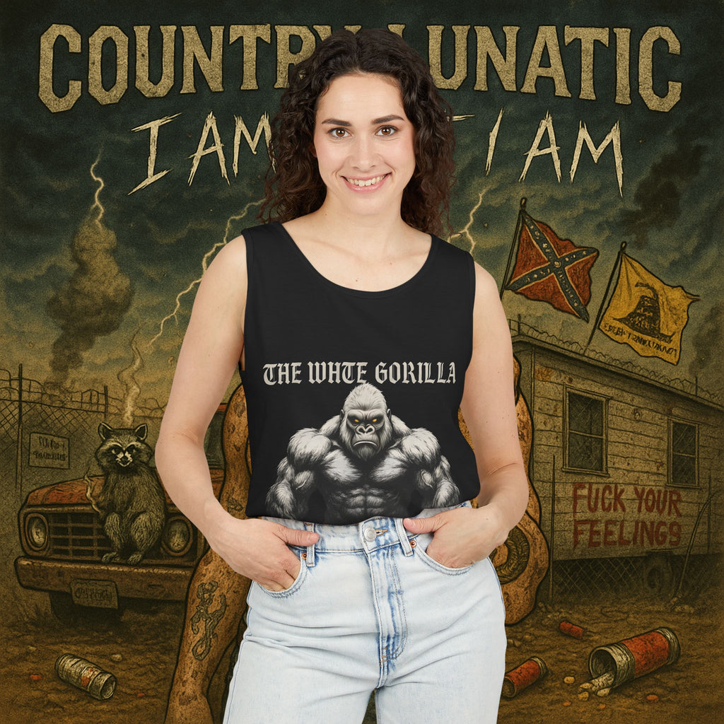 Tank Top White Gorilla Wife Beater Tank Unisex Garment-Dyed Collection