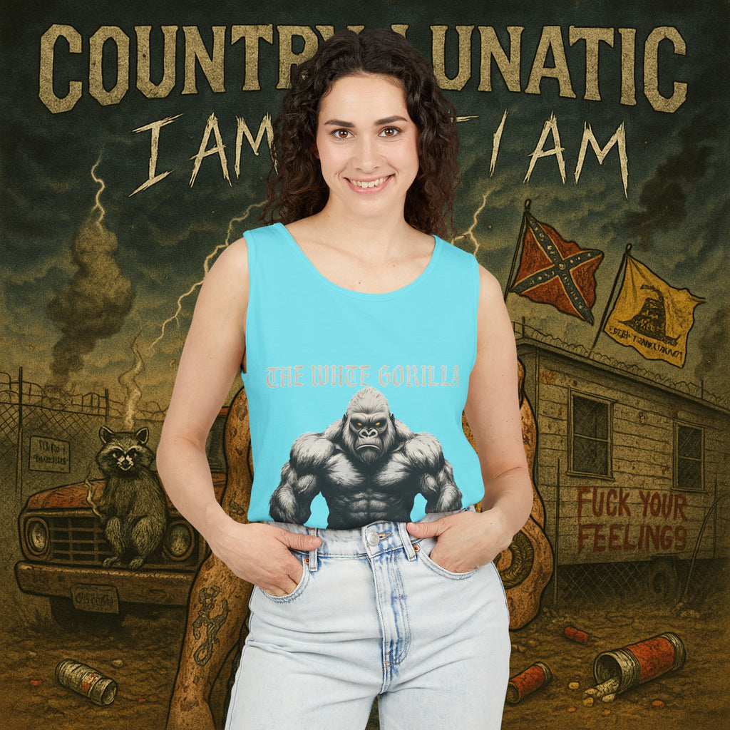 Tank Top White Gorilla Wife Beater Tank Unisex Garment-Dyed Collection