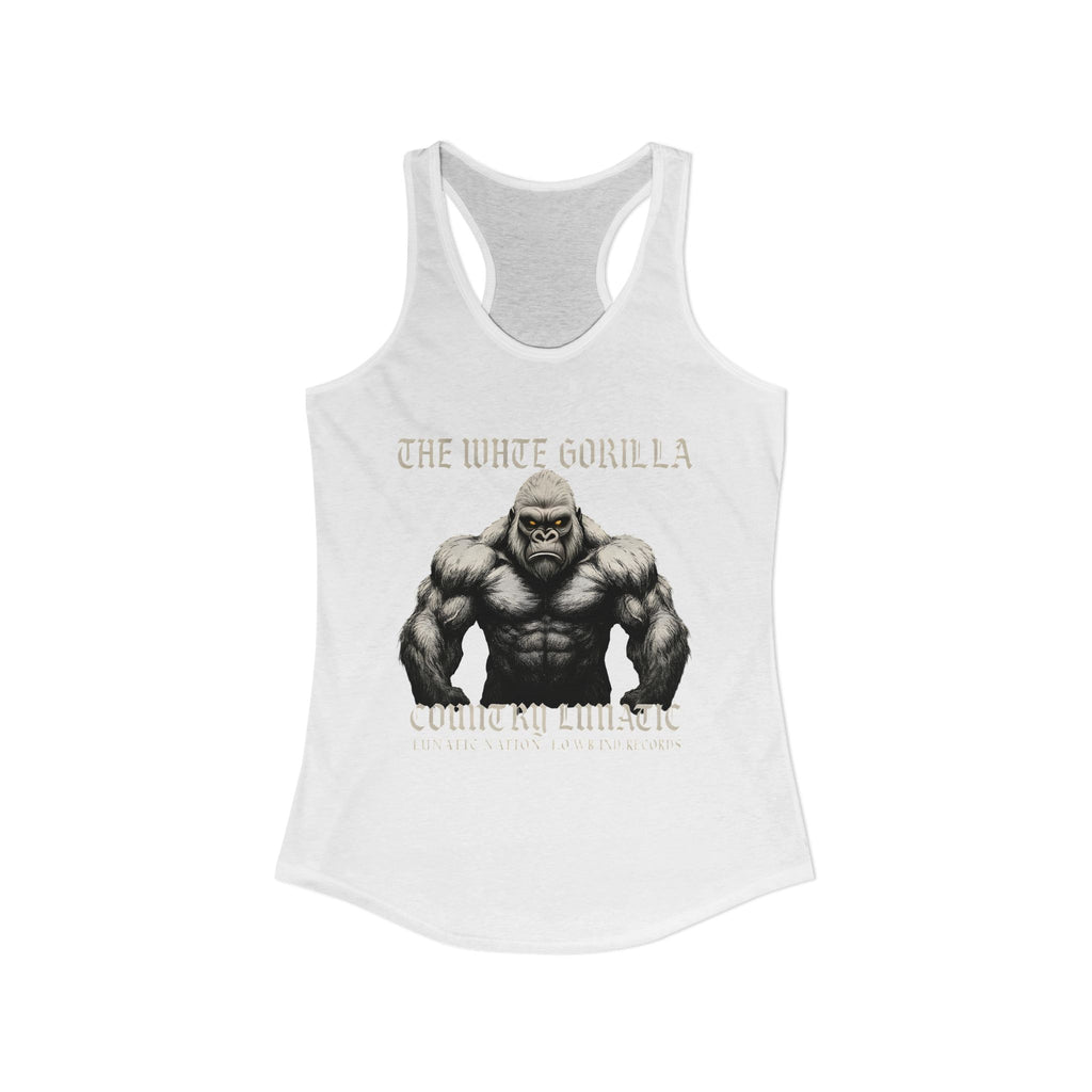 Mighty Gorilla Fitness Tank, Workout Top, Gym Apparel, Gym Tank, Gift for Fitness Lovers, White Gorilla Strength Motivation