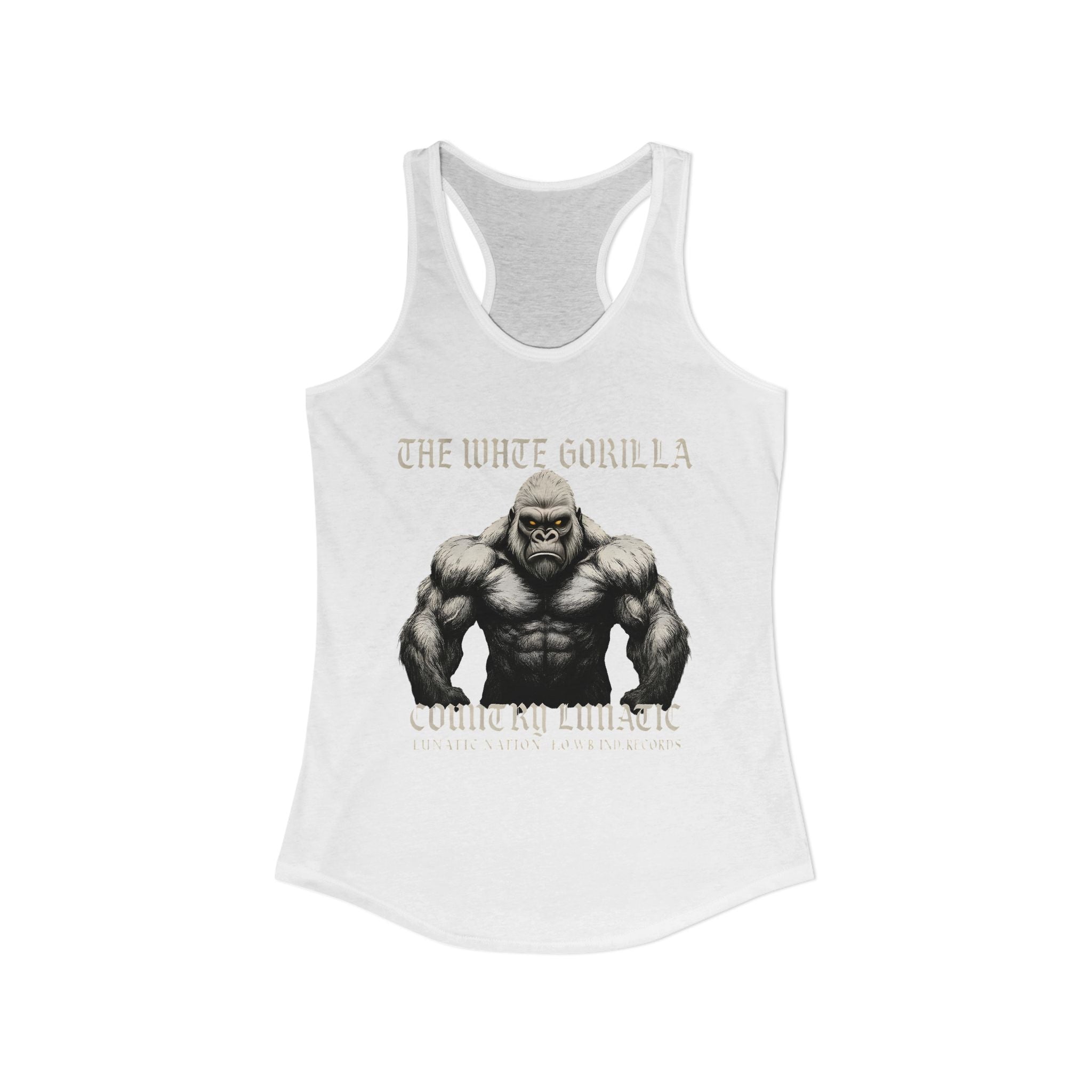 Mighty Gorilla Fitness Tank, Workout Top, Gym Apparel, Gym Tank, Gift for Fitness Lovers, White Gorilla Strength Motivation