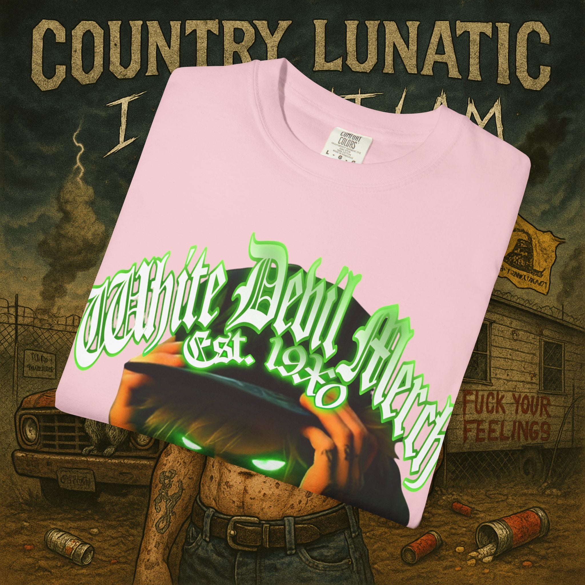 T-Shirt Lunatic Nation Logo Country Lunatic Unisex Garment-Dyed Tee
