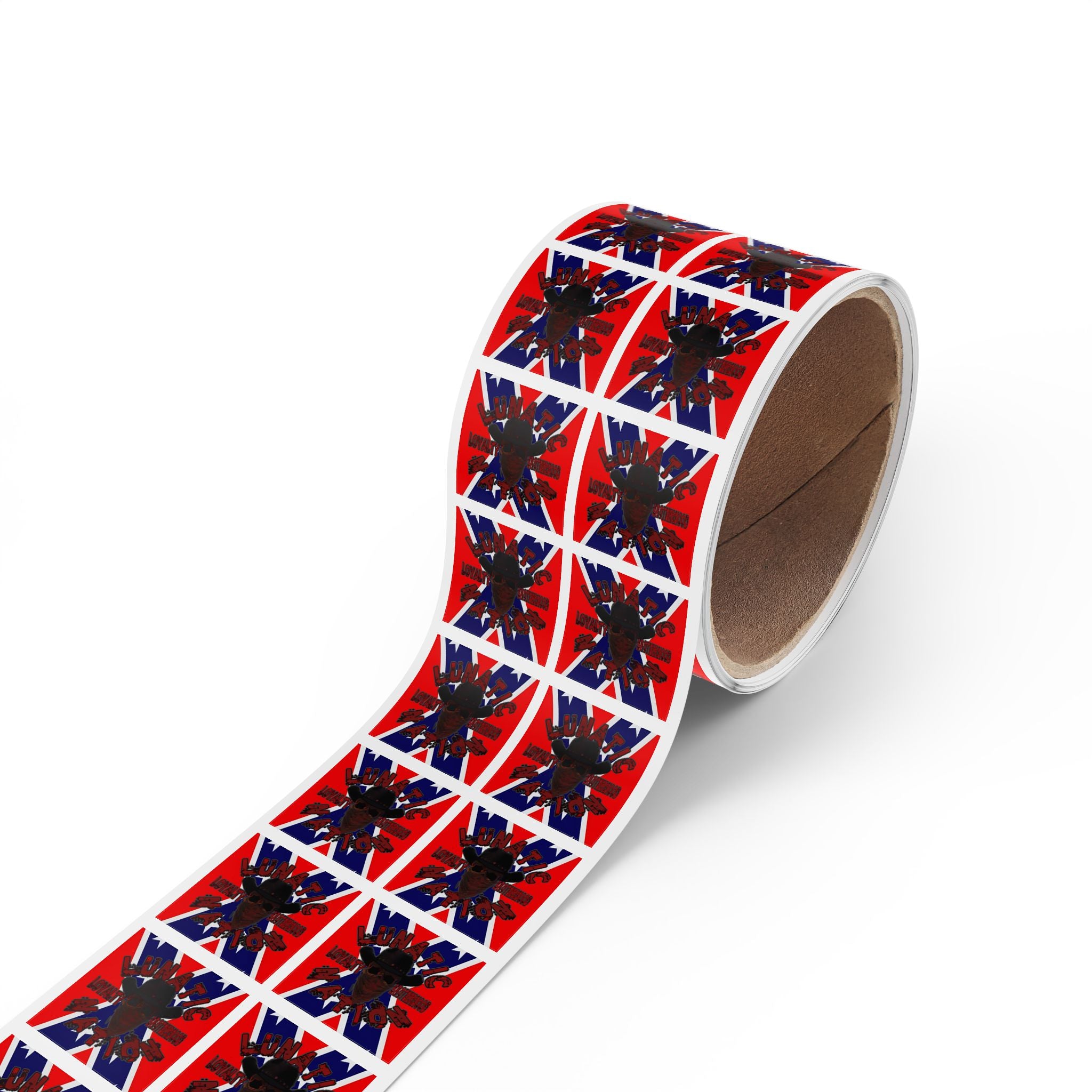 Lunatic Rebel Square Sticker Rolls – Bold Design for Events & Personal Use