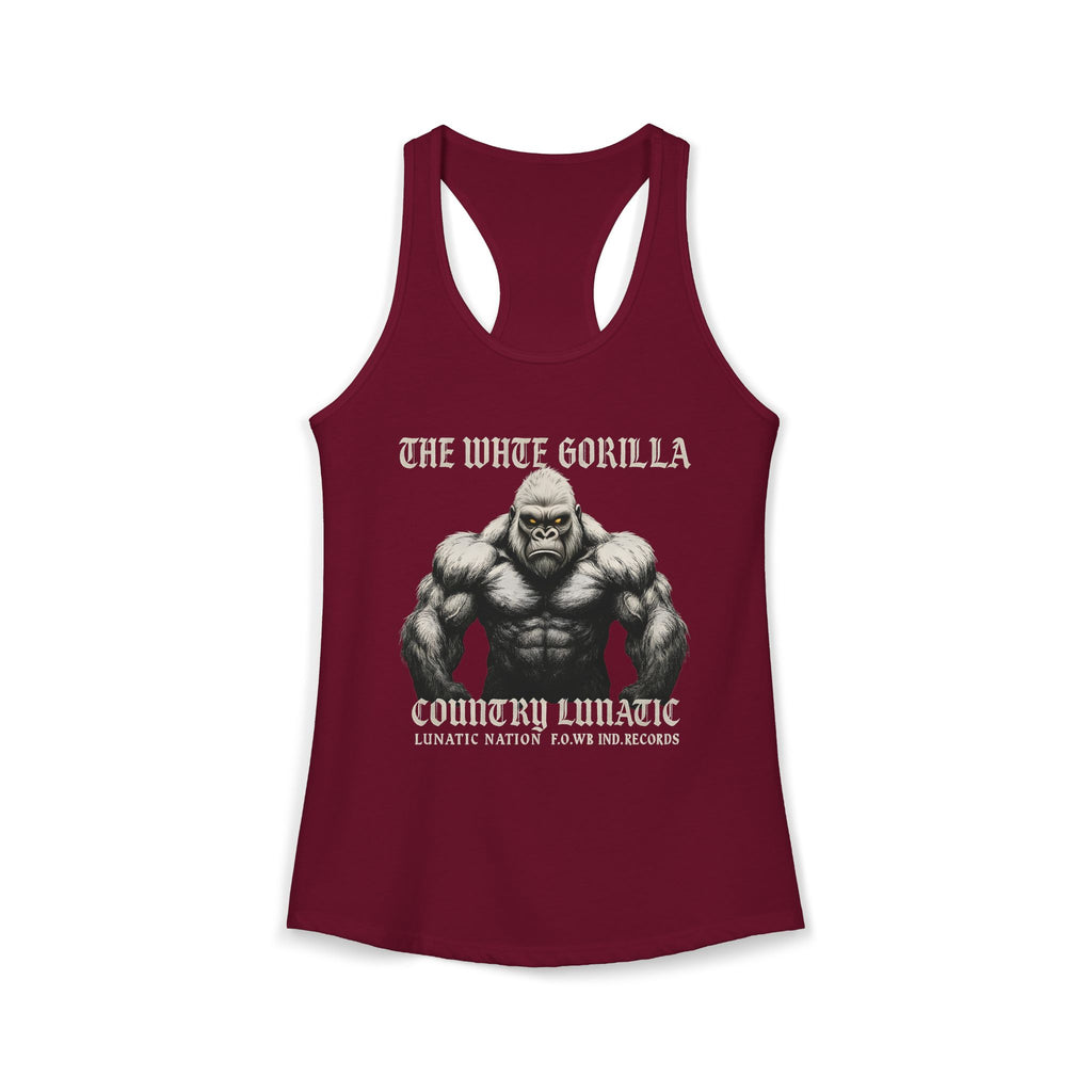 Mighty Gorilla Fitness Tank, Workout Top, Gym Apparel, Gym Tank, Gift for Fitness Lovers, White Gorilla Strength Motivation