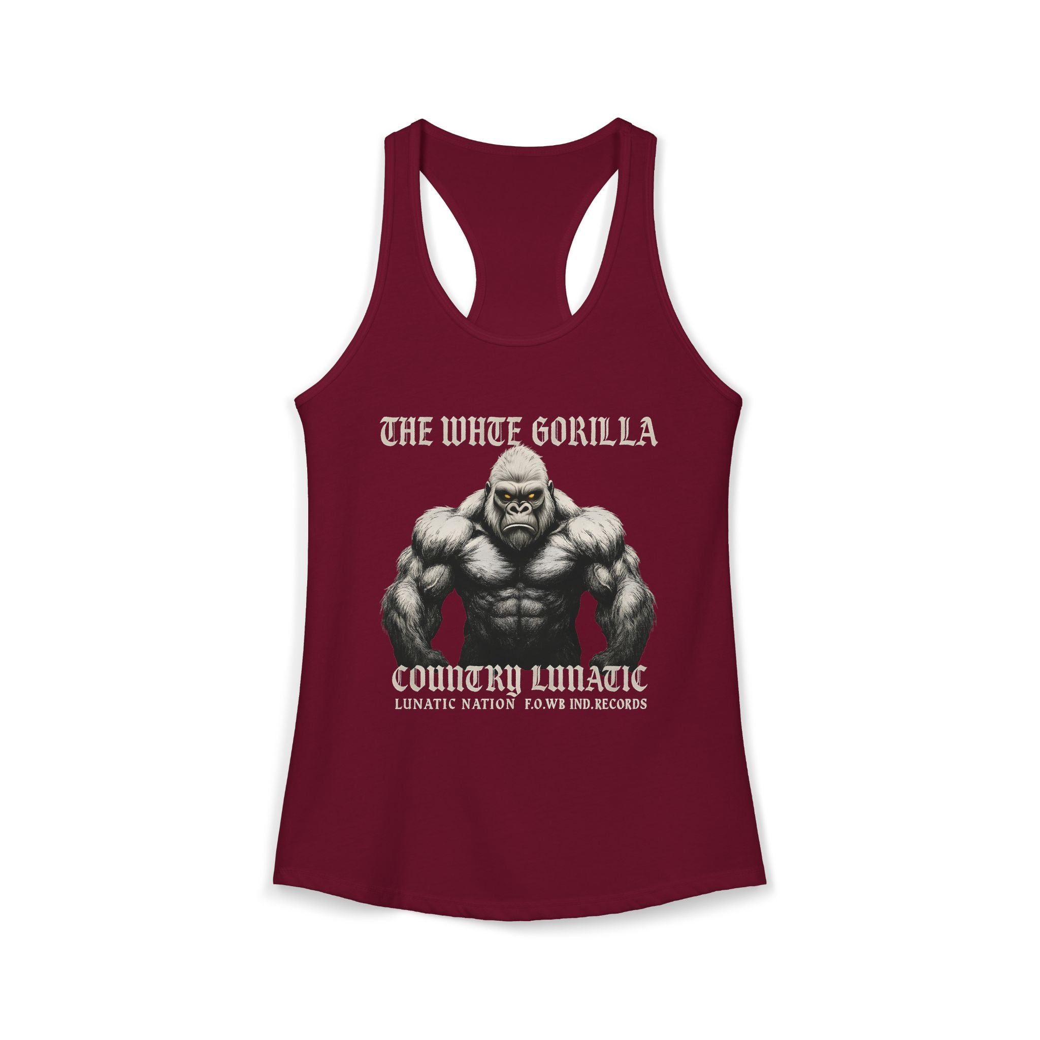Mighty Gorilla Fitness Tank, Workout Top, Gym Apparel, Gym Tank, Gift for Fitness Lovers, White Gorilla Strength Motivation