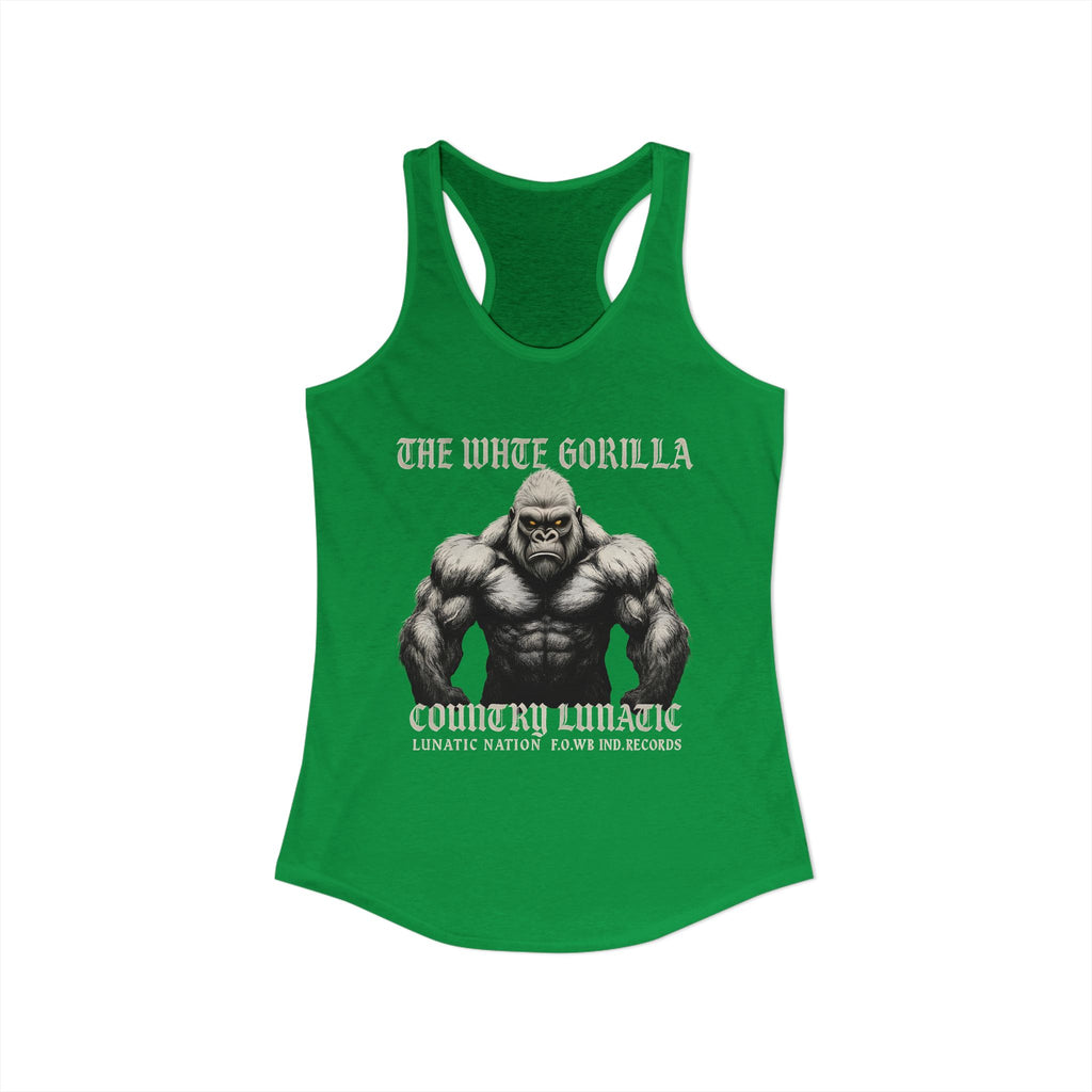 Mighty Gorilla Fitness Tank, Workout Top, Gym Apparel, Gym Tank, Gift for Fitness Lovers, White Gorilla Strength Motivation