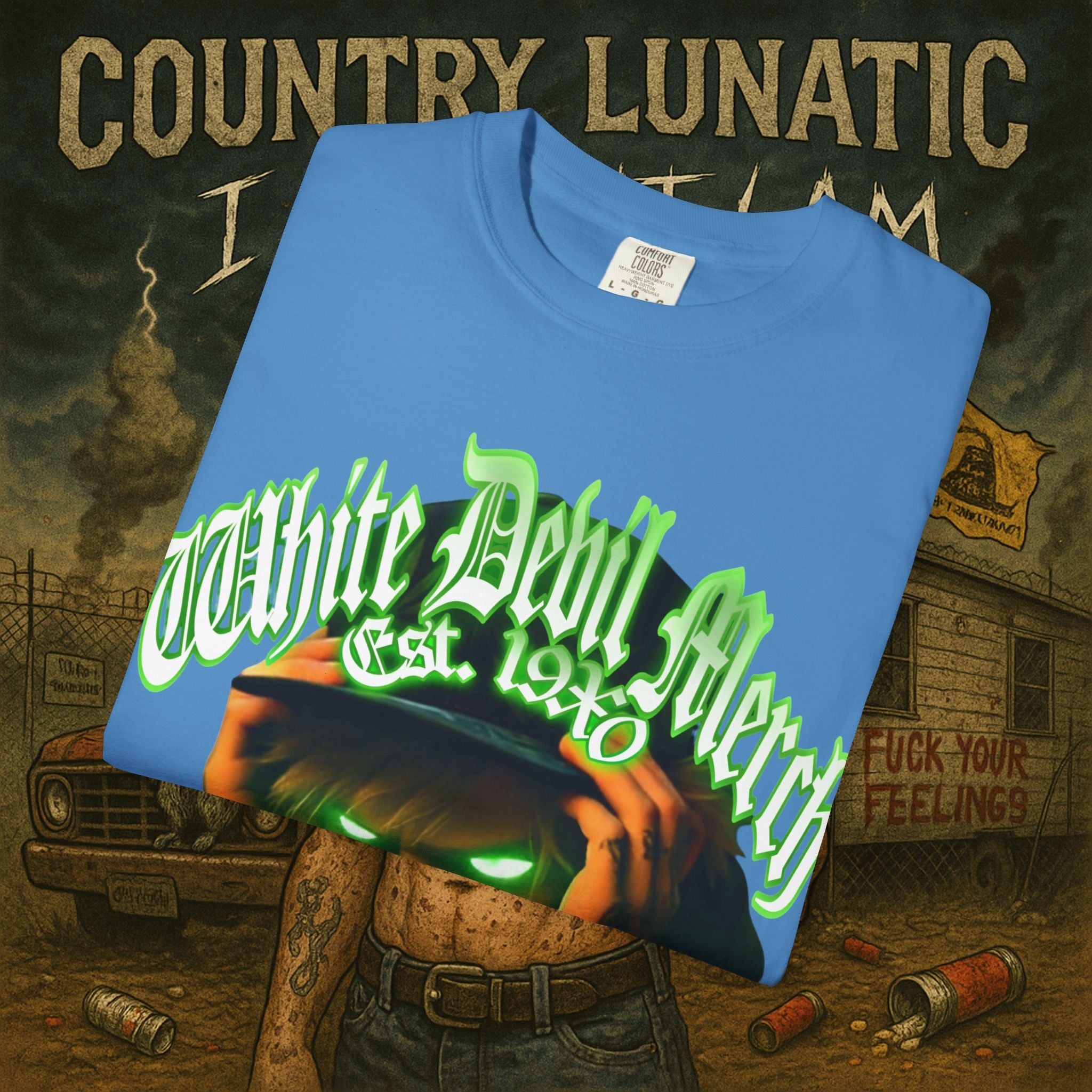 T-Shirt Lunatic Nation Logo Country Lunatic Unisex Garment-Dyed Tee
