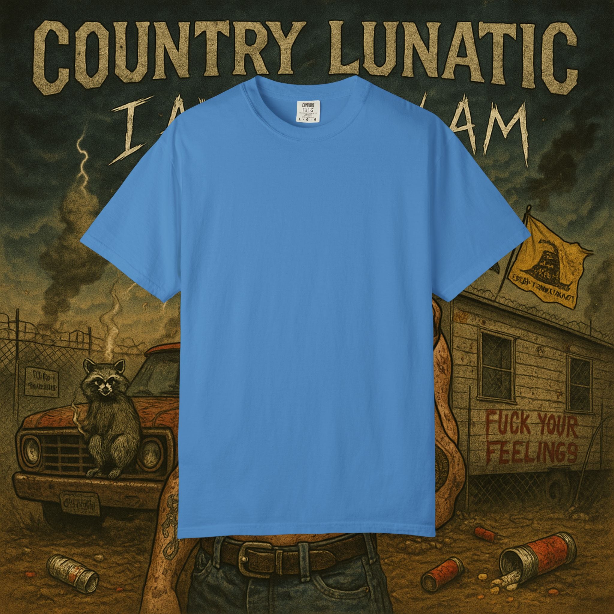 Garment-Dyed T-shirt Country Lunatic Logo #2 Back Print