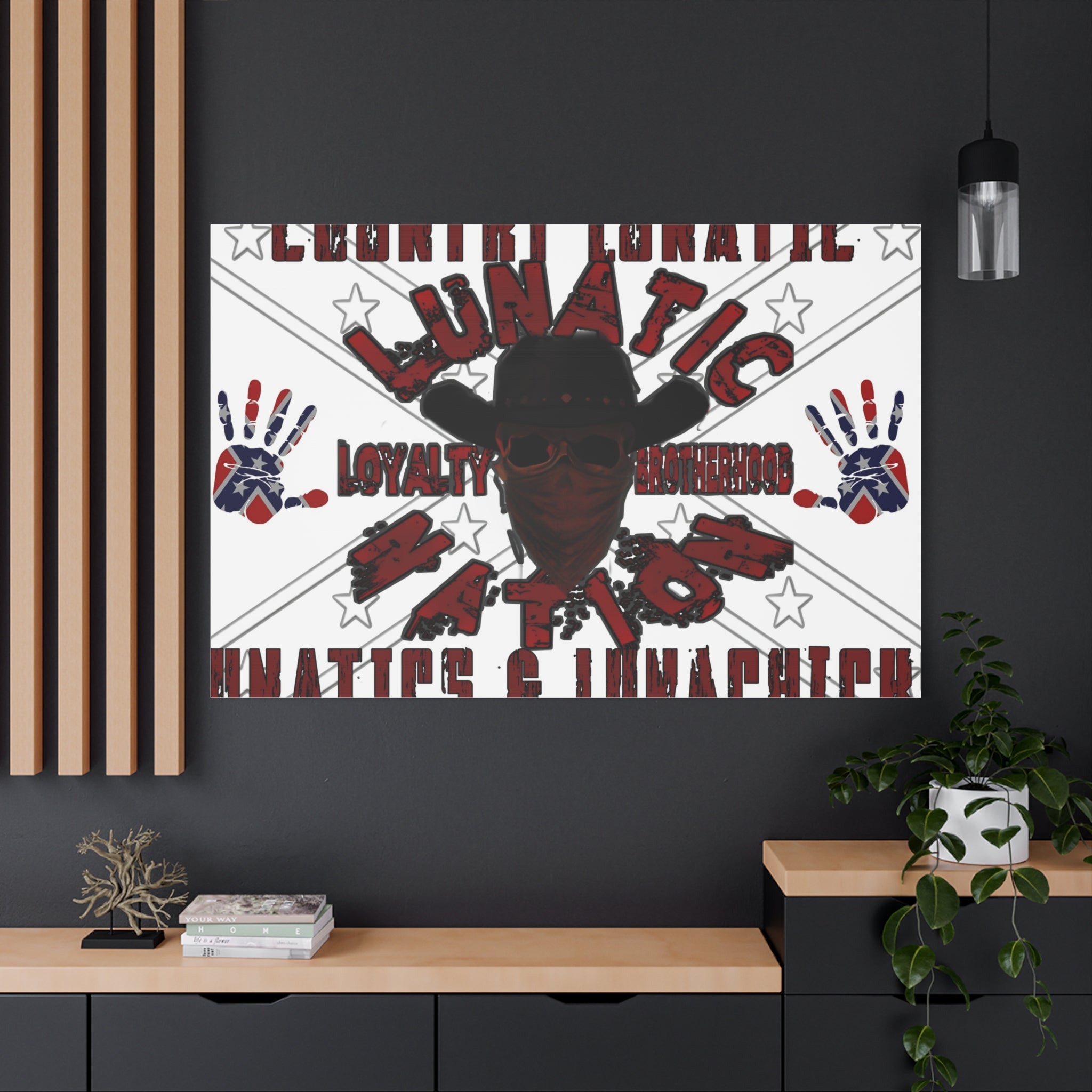 Country Lunatic Canvas Wall Art – Loyalty & Brotherhood Decor for Country Fans