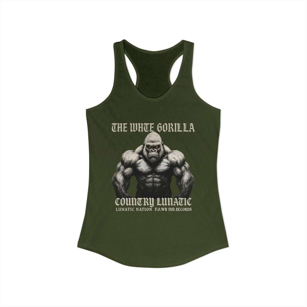 Mighty Gorilla Fitness Tank, Workout Top, Gym Apparel, Gym Tank, Gift for Fitness Lovers, White Gorilla Strength Motivation