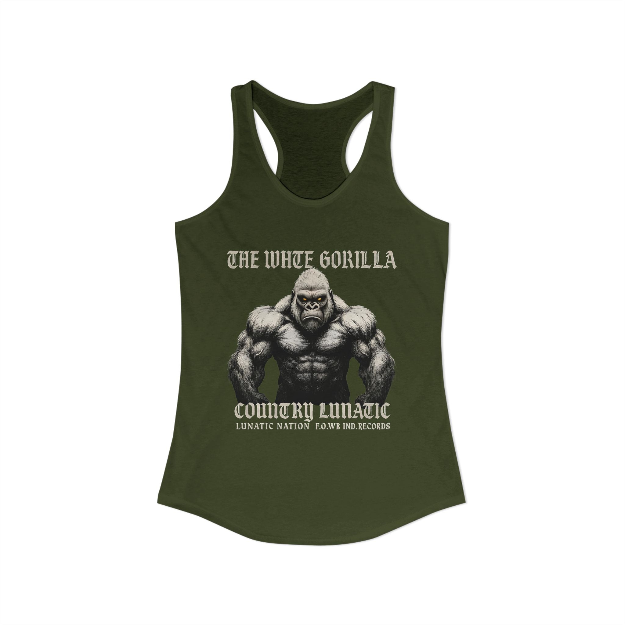 Mighty Gorilla Fitness Tank, Workout Top, Gym Apparel, Gym Tank, Gift for Fitness Lovers, White Gorilla Strength Motivation