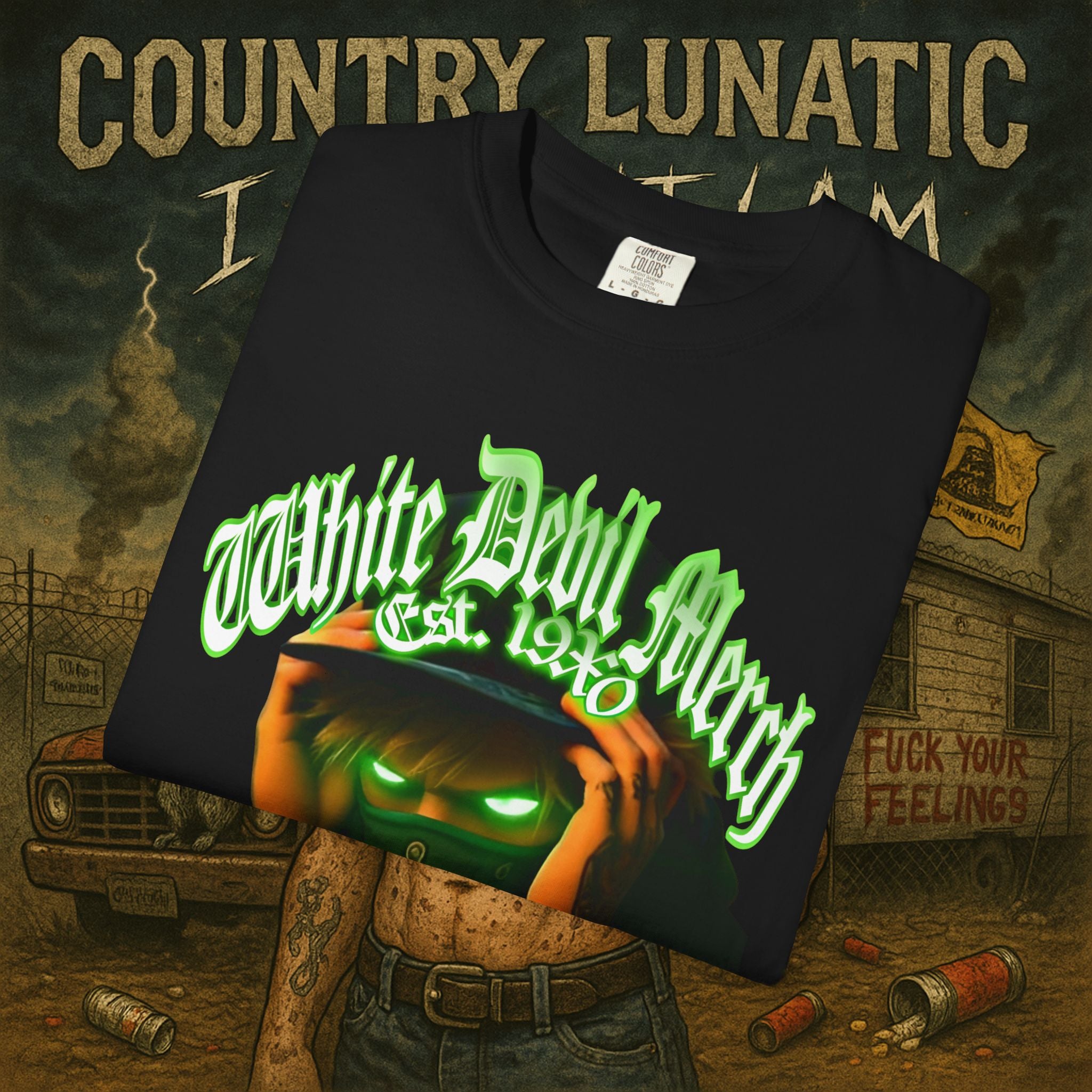 Country Lunatic Unisex Garment-Dyed T-shirt - Lunatic Nation Graphic Tee
