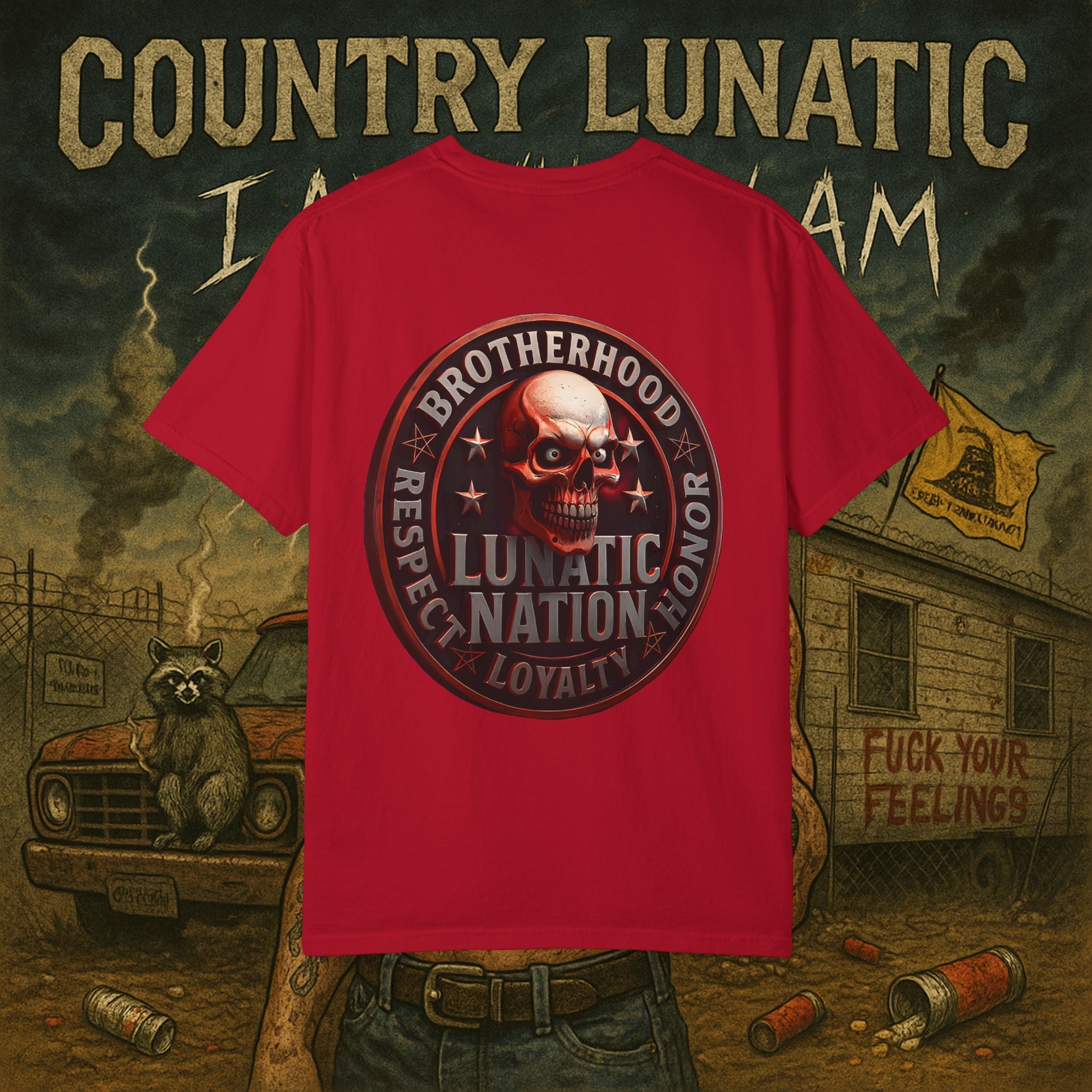 Country Lunatic Unisex Garment-Dyed T-shirt - Lunatic Nation Graphic Tee