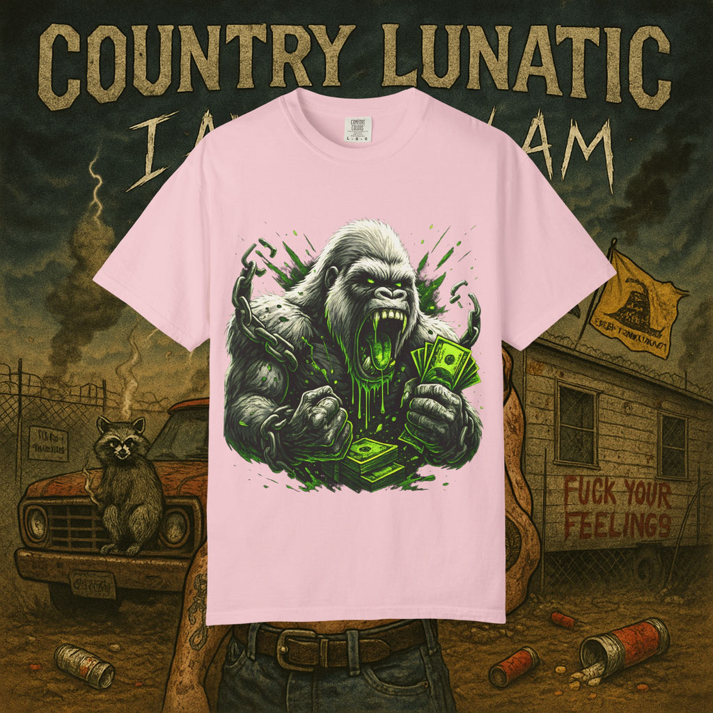 Garment-Dyed T-shirt - Country Lunatic White Gorilla 420 Edition