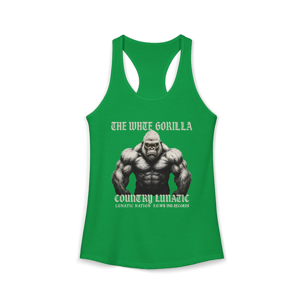 Mighty Gorilla Fitness Tank, Workout Top, Gym Apparel, Gym Tank, Gift for Fitness Lovers, White Gorilla Strength Motivation