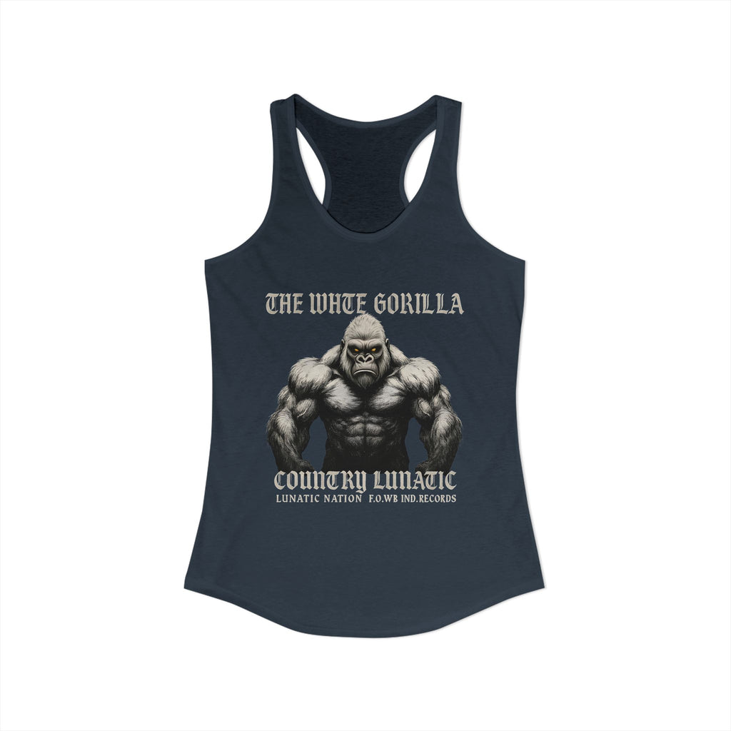 Mighty Gorilla Fitness Tank, Workout Top, Gym Apparel, Gym Tank, Gift for Fitness Lovers, White Gorilla Strength Motivation
