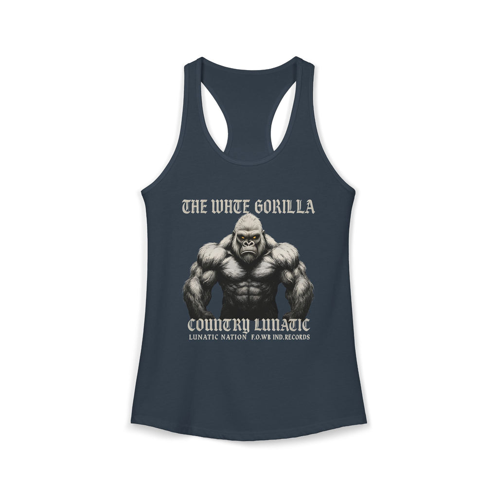 Mighty Gorilla Fitness Tank, Workout Top, Gym Apparel, Gym Tank, Gift for Fitness Lovers, White Gorilla Strength Motivation