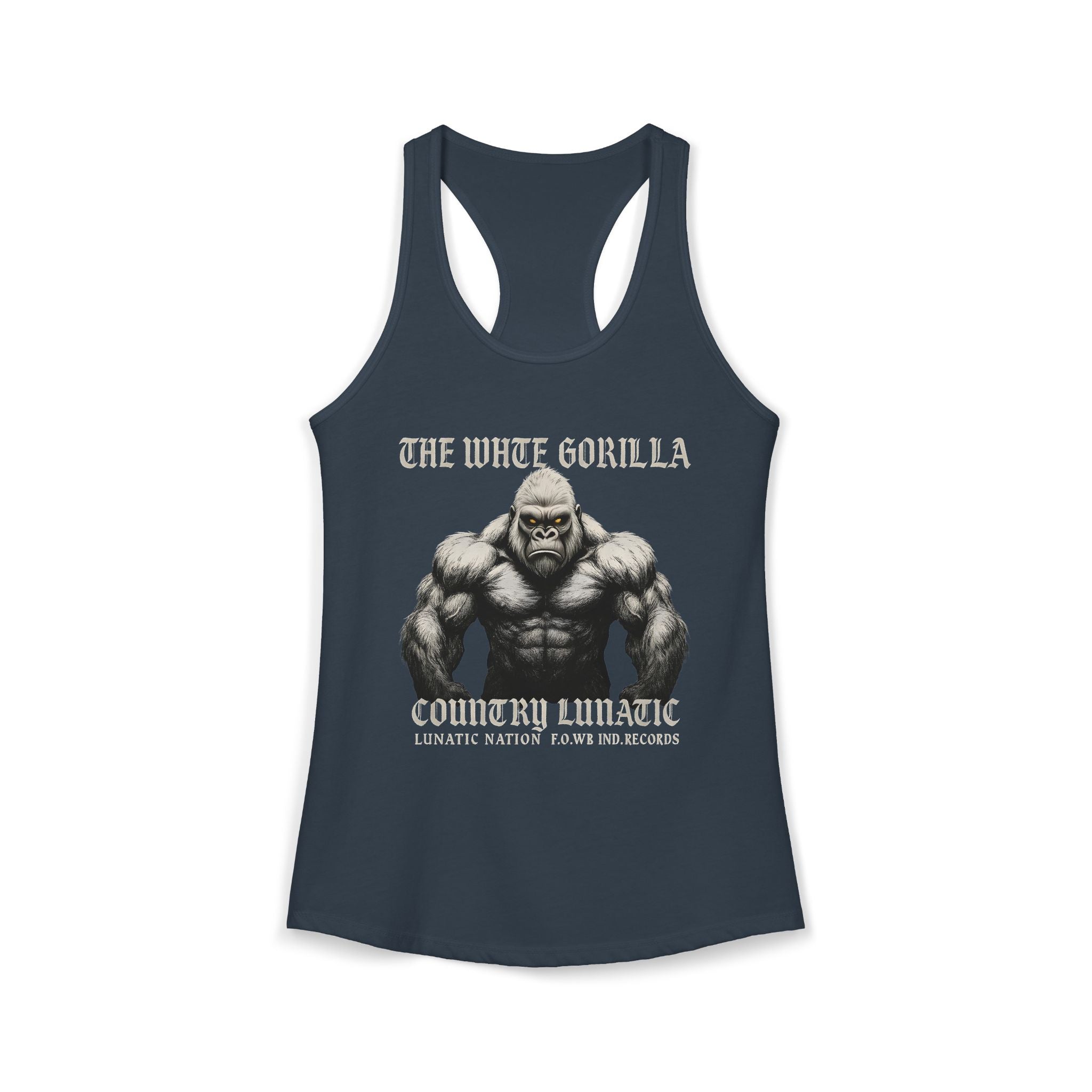 Mighty Gorilla Fitness Tank, Workout Top, Gym Apparel, Gym Tank, Gift for Fitness Lovers, White Gorilla Strength Motivation