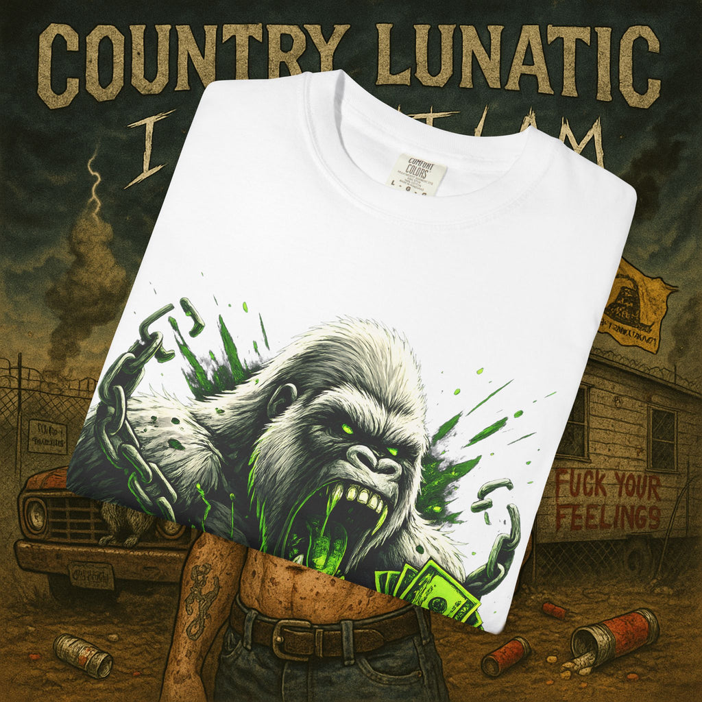 Garment-Dyed T-shirt - Country Lunatic White Gorilla 420 Edition