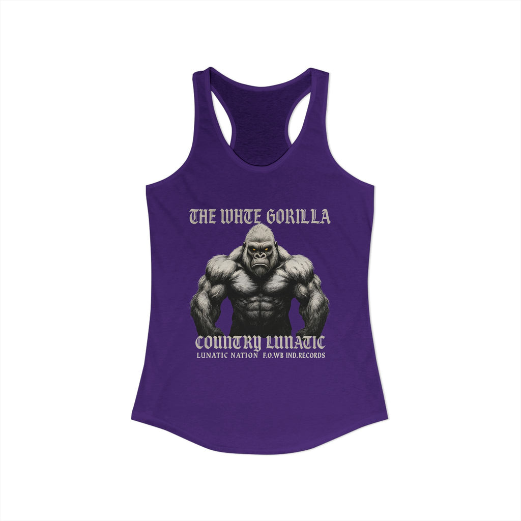 Mighty Gorilla Fitness Tank, Workout Top, Gym Apparel, Gym Tank, Gift for Fitness Lovers, White Gorilla Strength Motivation
