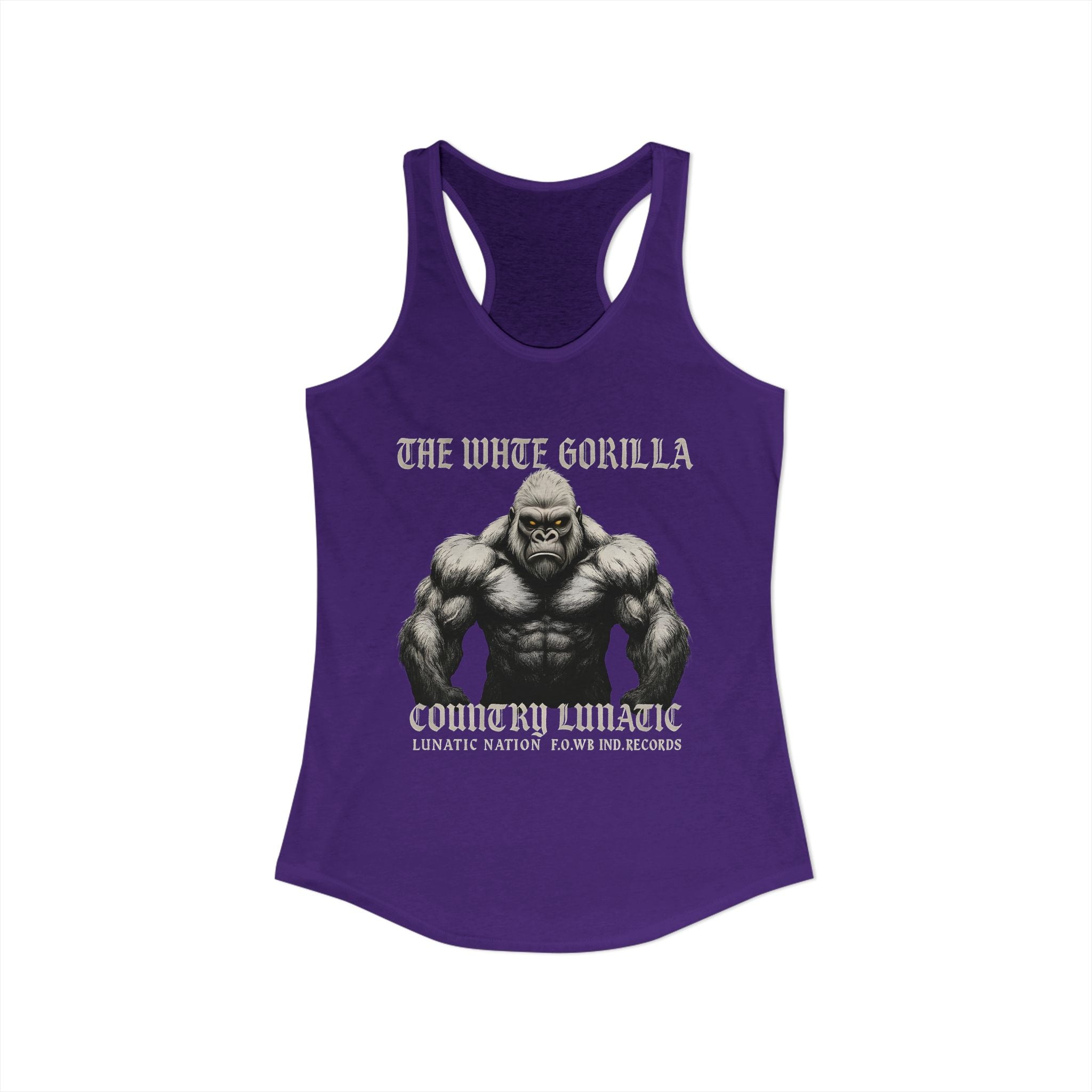 Mighty Gorilla Fitness Tank, Workout Top, Gym Apparel, Gym Tank, Gift for Fitness Lovers, White Gorilla Strength Motivation