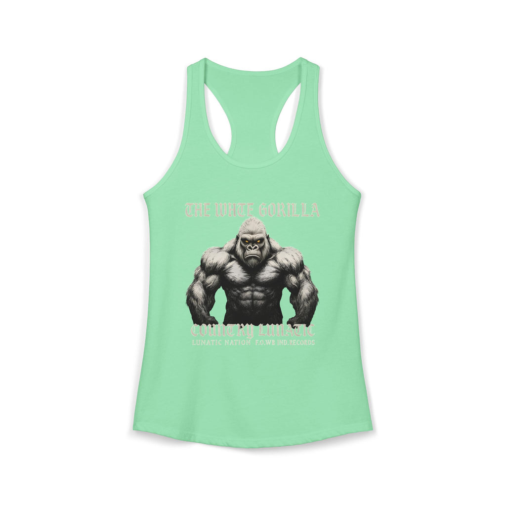 Mighty Gorilla Fitness Tank, Workout Top, Gym Apparel, Gym Tank, Gift for Fitness Lovers, White Gorilla Strength Motivation