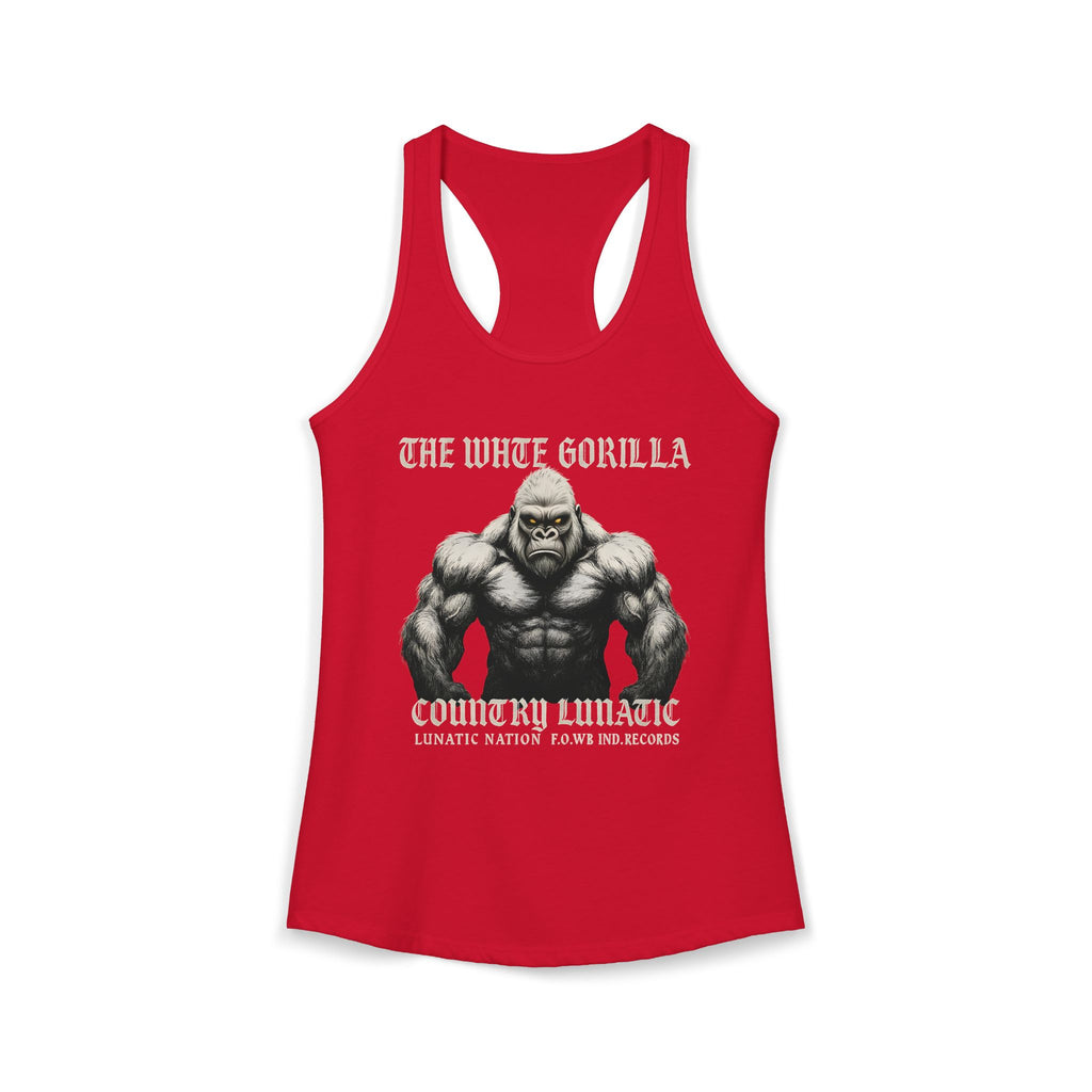Mighty Gorilla Fitness Tank, Workout Top, Gym Apparel, Gym Tank, Gift for Fitness Lovers, White Gorilla Strength Motivation