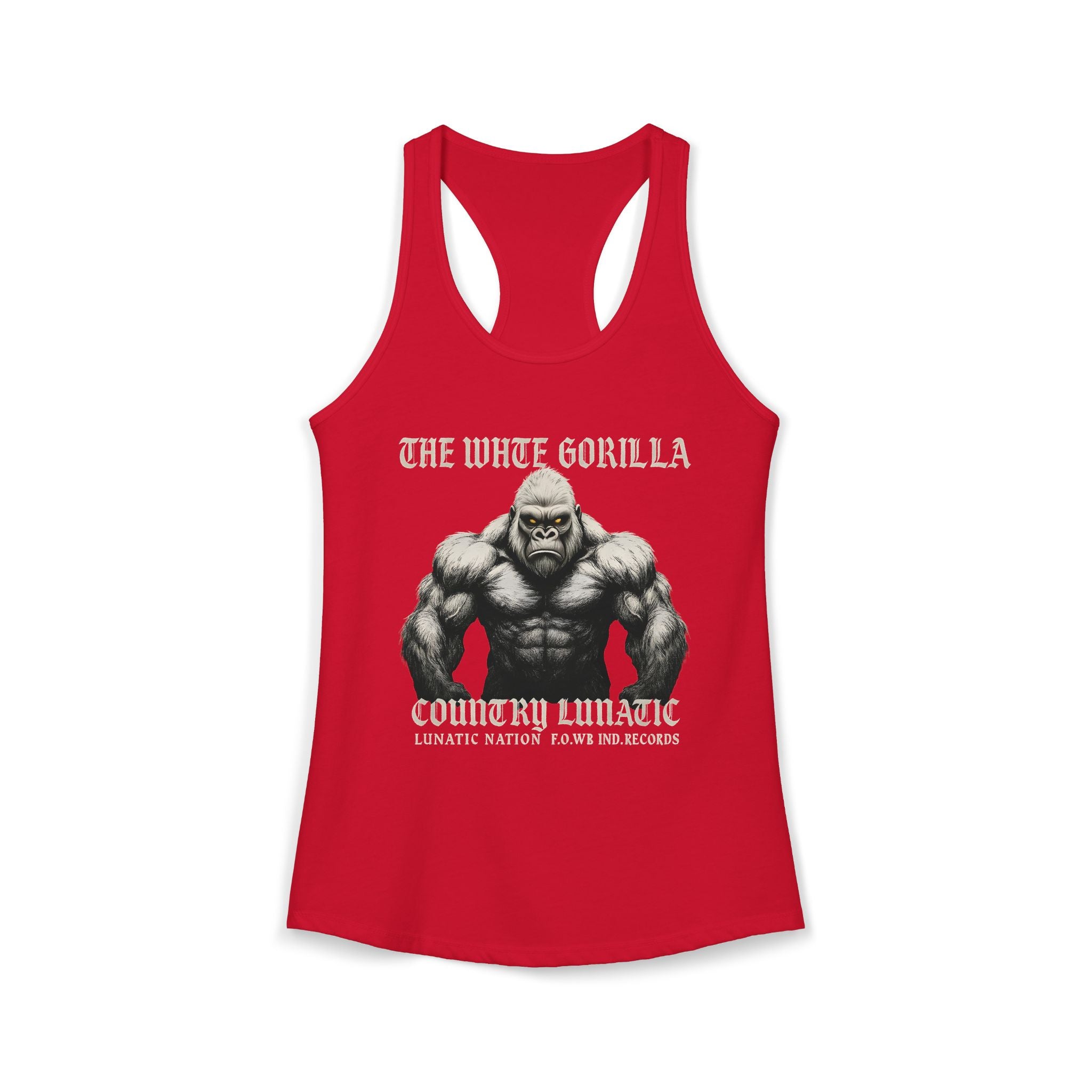 Mighty Gorilla Fitness Tank, Workout Top, Gym Apparel, Gym Tank, Gift for Fitness Lovers, White Gorilla Strength Motivation