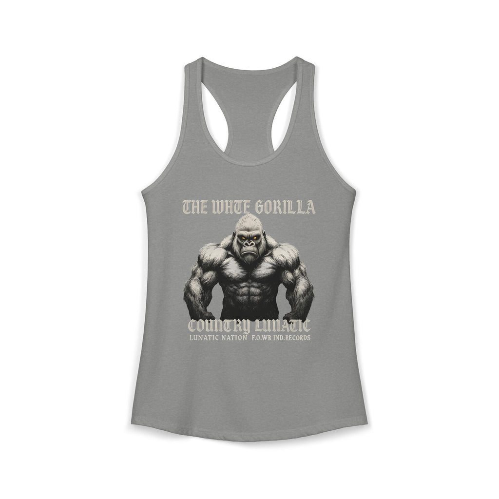 Mighty Gorilla Fitness Tank, Workout Top, Gym Apparel, Gym Tank, Gift for Fitness Lovers, White Gorilla Strength Motivation