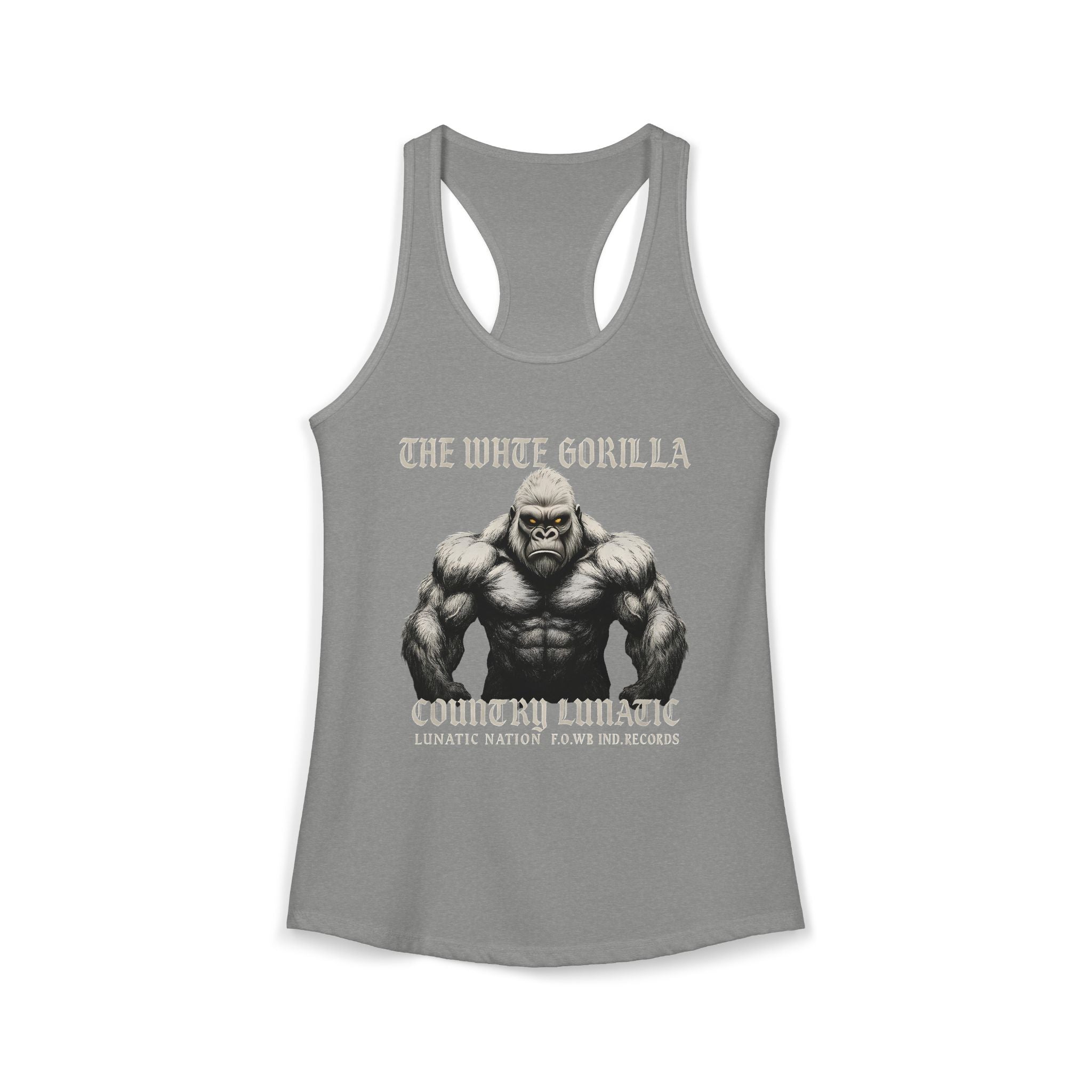 Mighty Gorilla Fitness Tank, Workout Top, Gym Apparel, Gym Tank, Gift for Fitness Lovers, White Gorilla Strength Motivation