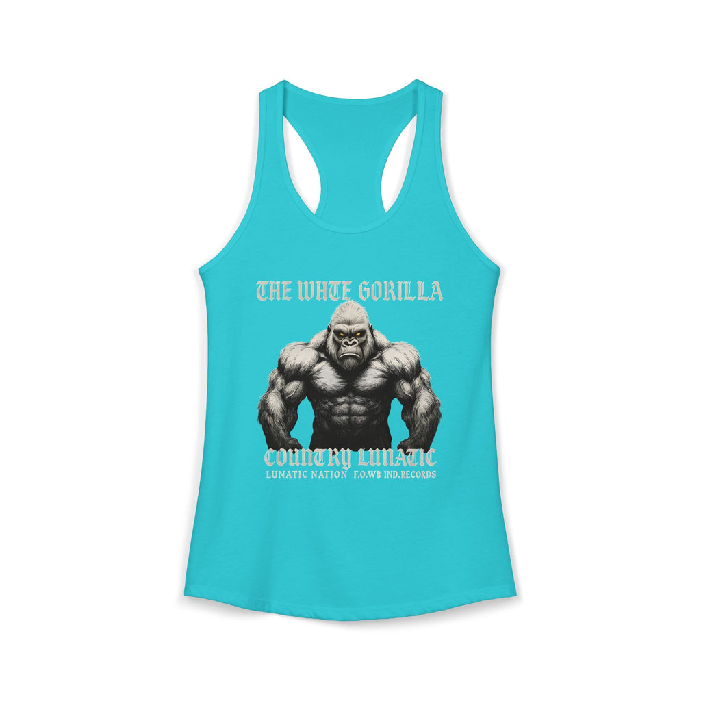 Mighty Gorilla Fitness Tank, Workout Top, Gym Apparel, Gym Tank, Gift for Fitness Lovers, White Gorilla Strength Motivation
