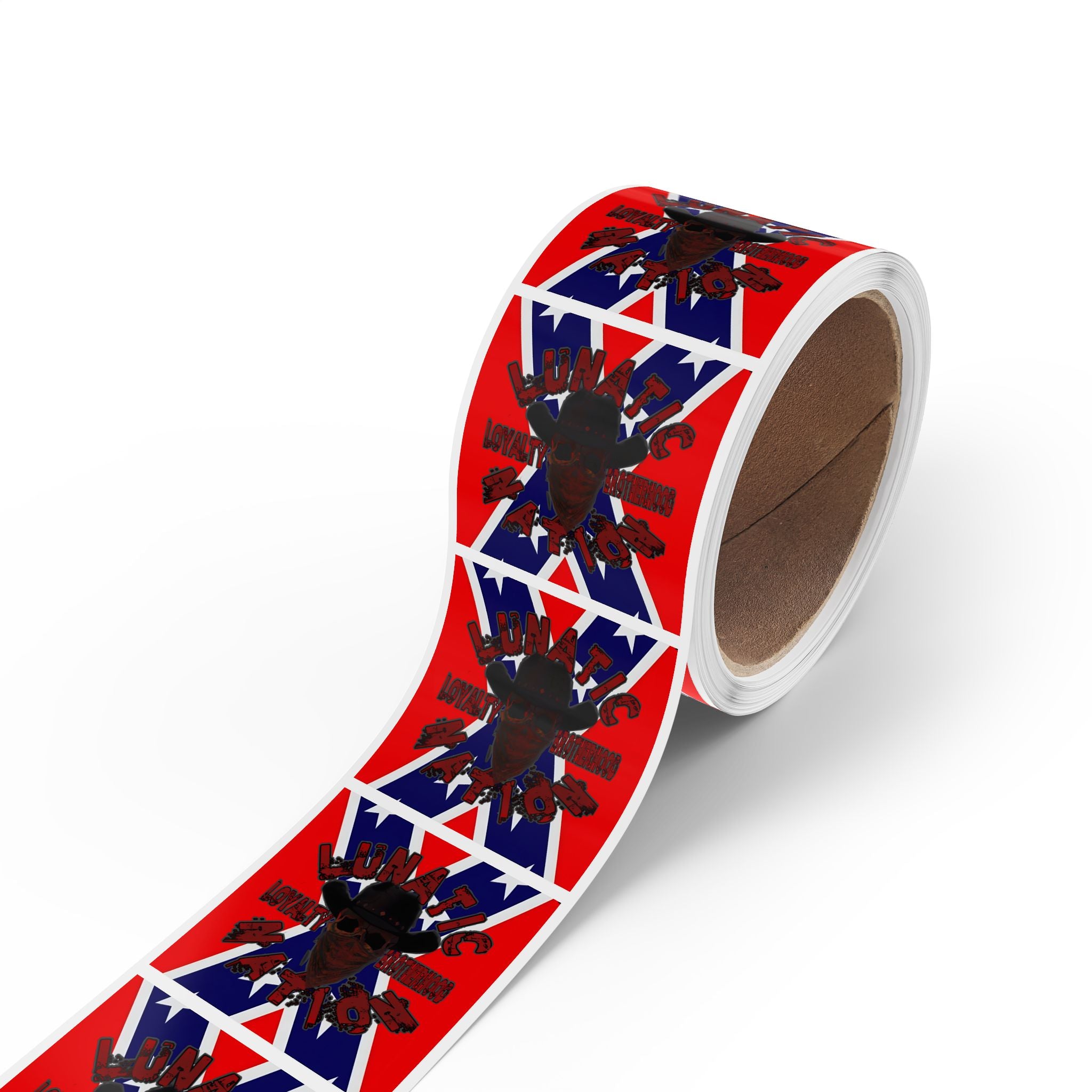 Lunatic Rebel Square Sticker Rolls – Bold Design for Events & Personal Use