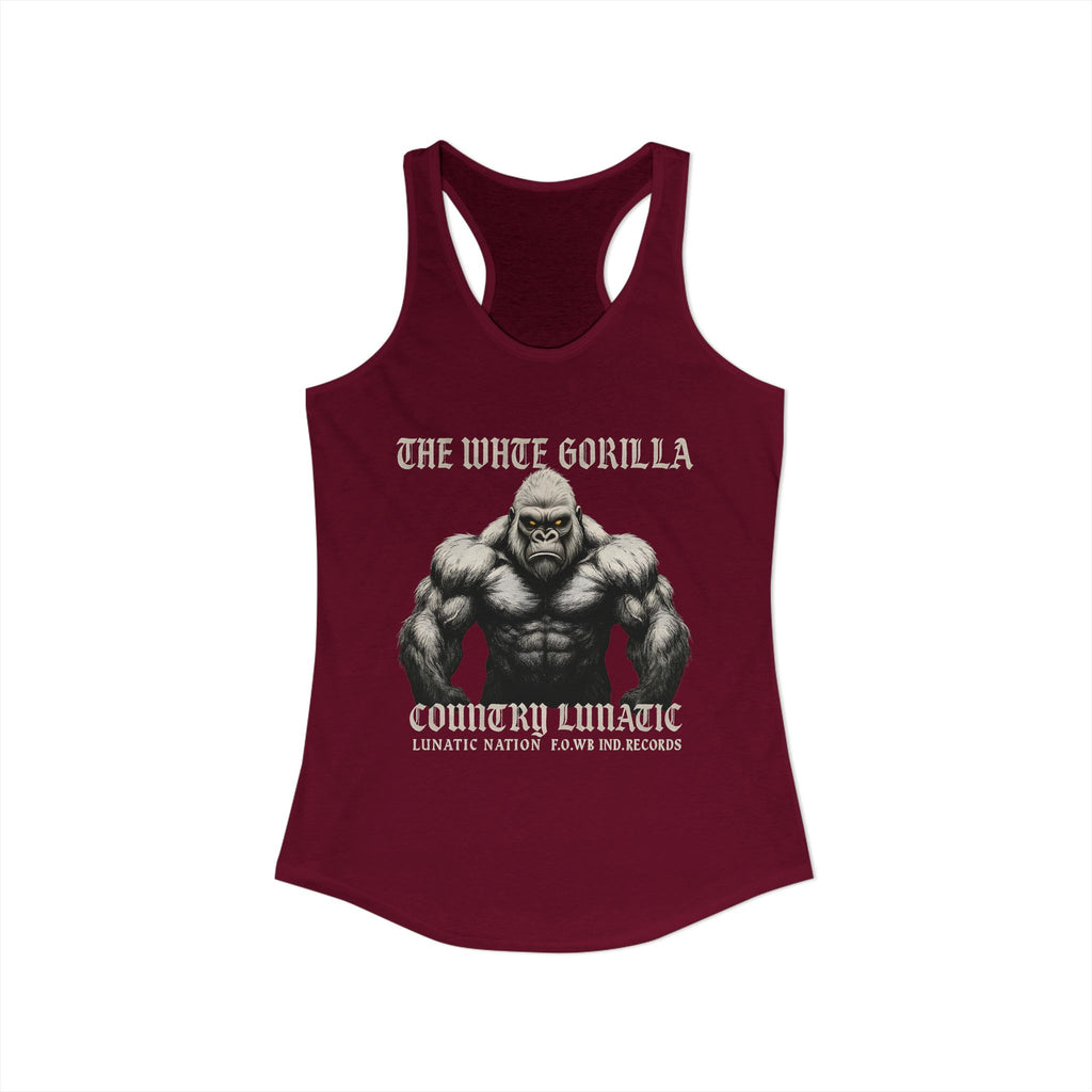 Mighty Gorilla Fitness Tank, Workout Top, Gym Apparel, Gym Tank, Gift for Fitness Lovers, White Gorilla Strength Motivation
