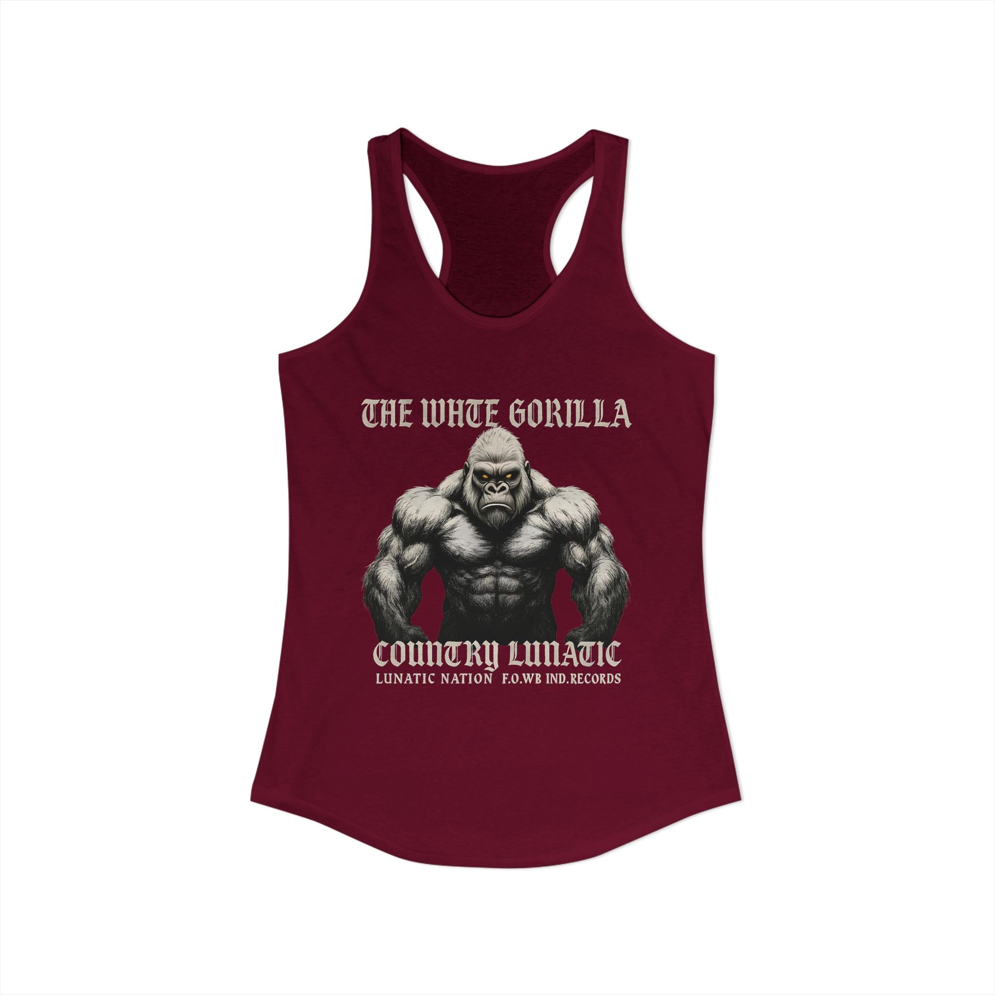Mighty Gorilla Fitness Tank, Workout Top, Gym Apparel, Gym Tank, Gift for Fitness Lovers, White Gorilla Strength Motivation