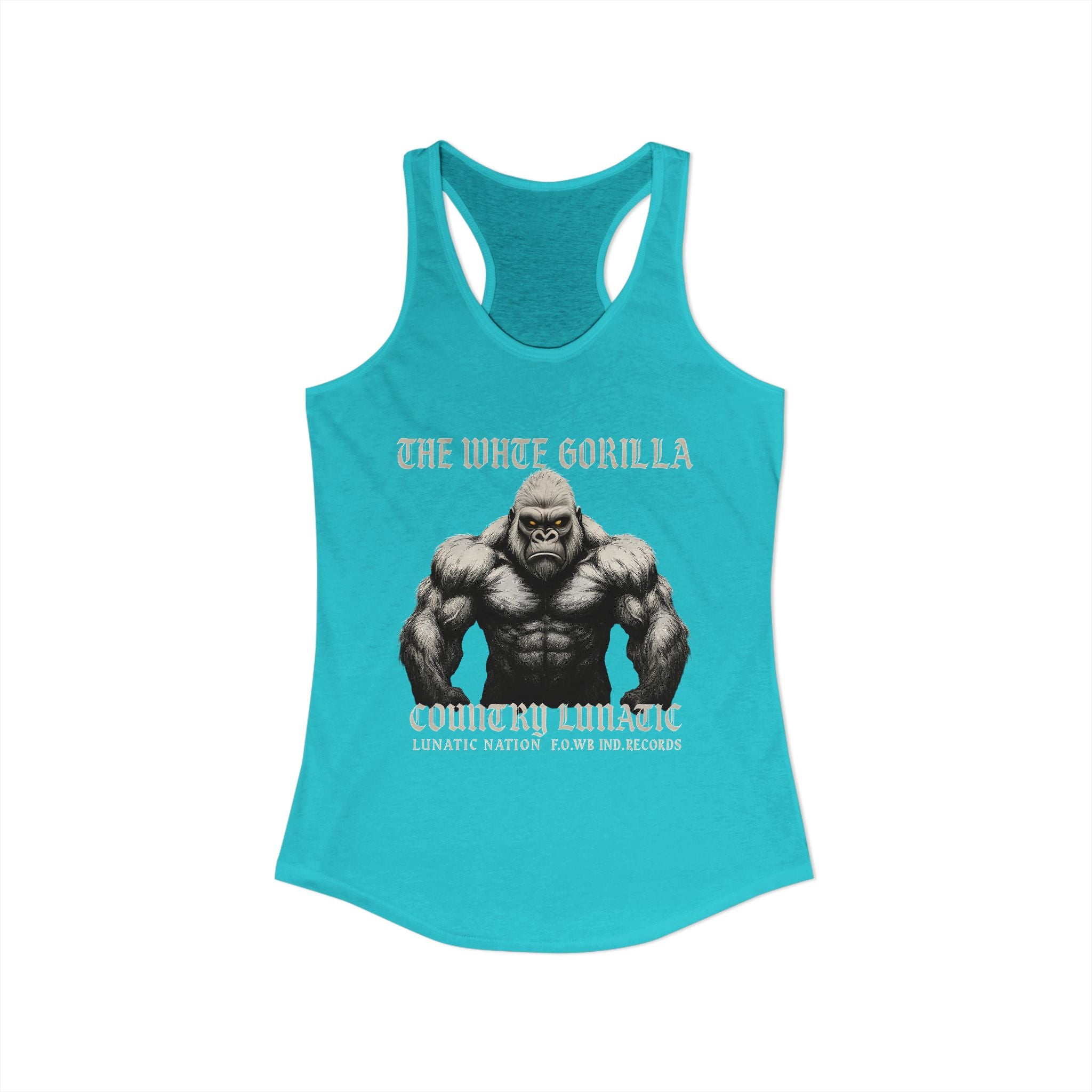 Mighty Gorilla Fitness Tank, Workout Top, Gym Apparel, Gym Tank, Gift for Fitness Lovers, White Gorilla Strength Motivation