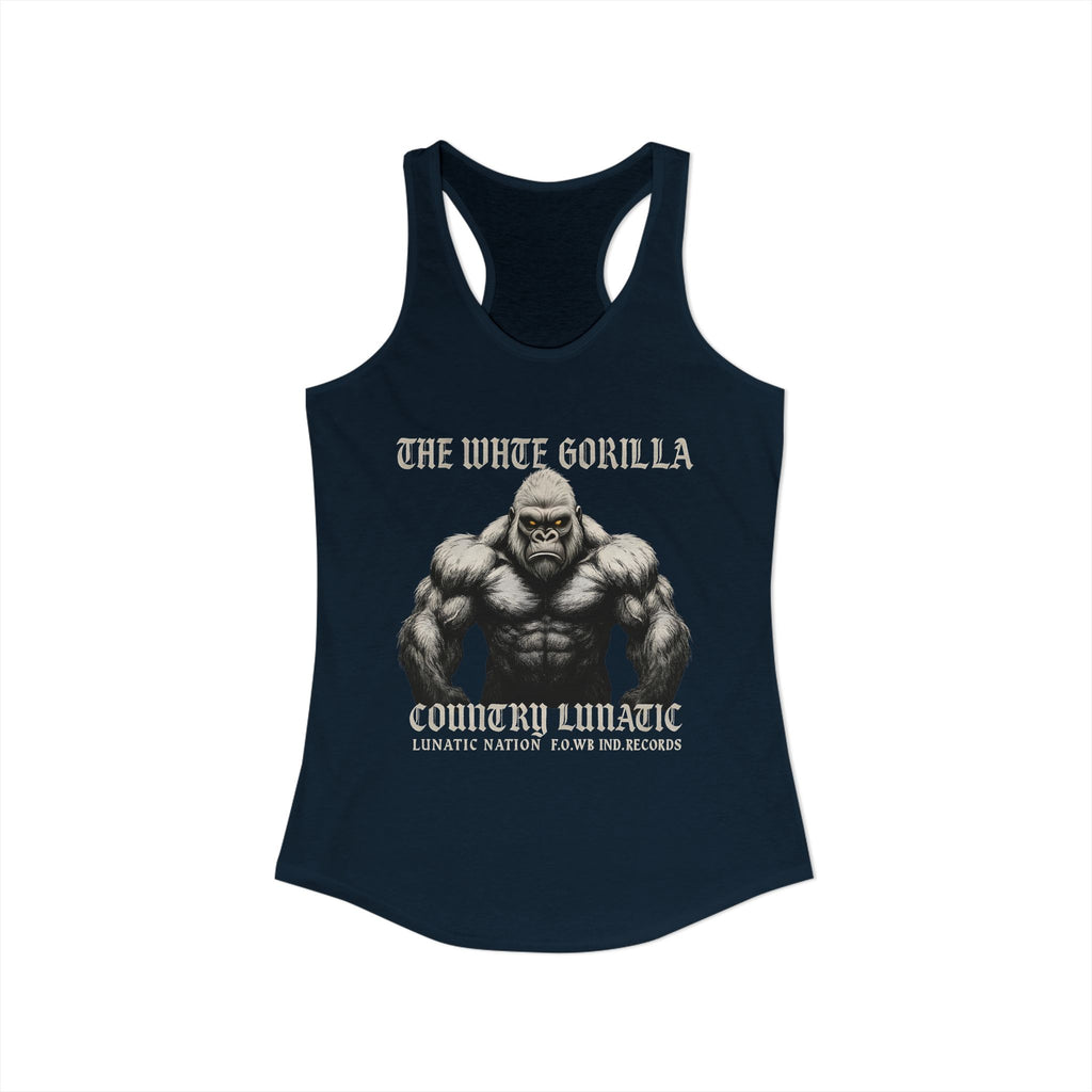 Mighty Gorilla Fitness Tank, Workout Top, Gym Apparel, Gym Tank, Gift for Fitness Lovers, White Gorilla Strength Motivation