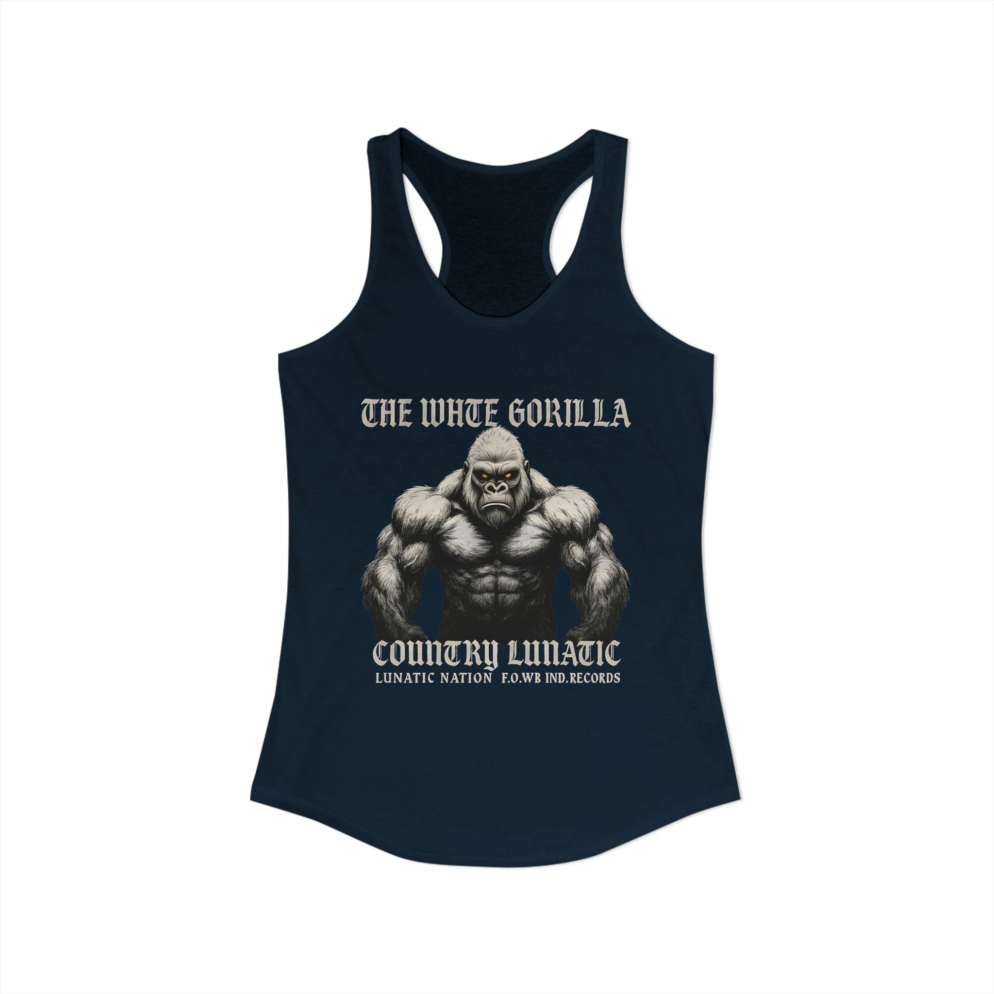 Mighty Gorilla Fitness Tank, Workout Top, Gym Apparel, Gym Tank, Gift for Fitness Lovers, White Gorilla Strength Motivation
