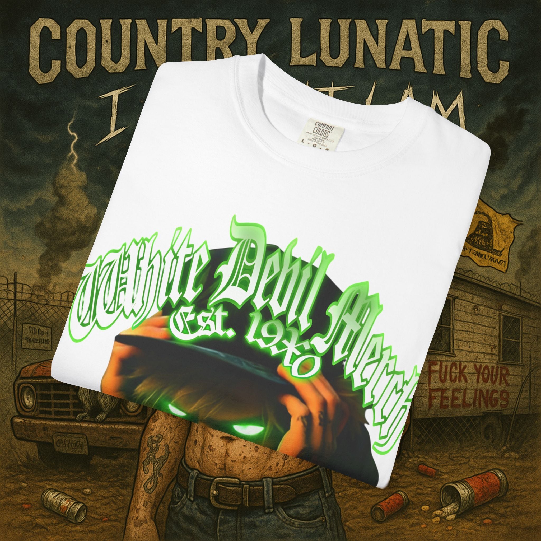 T-Shirt Lunatic Nation Logo Country Lunatic Unisex Garment-Dyed Tee