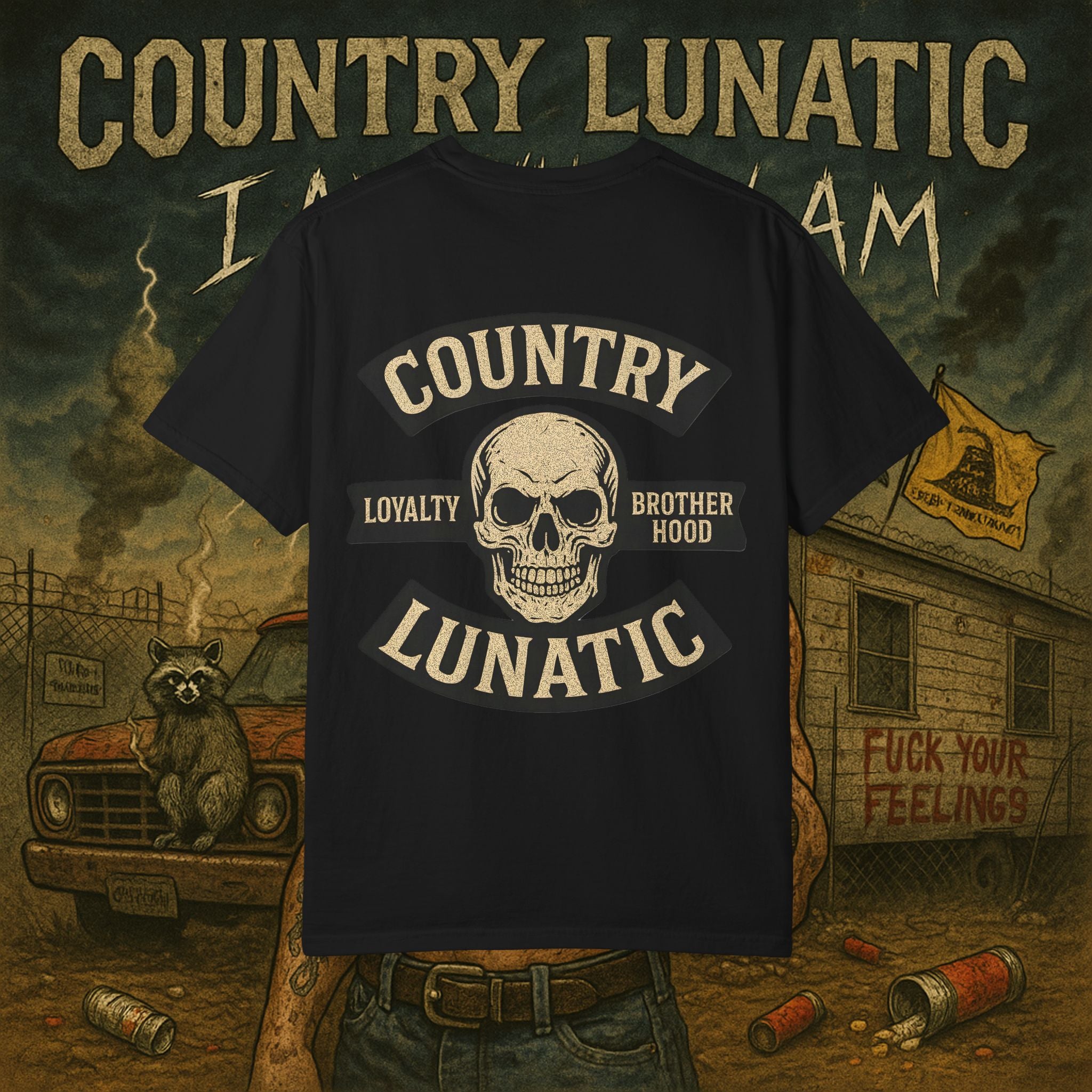 Garment-Dyed T-shirt Country Lunatic Logo Back Print