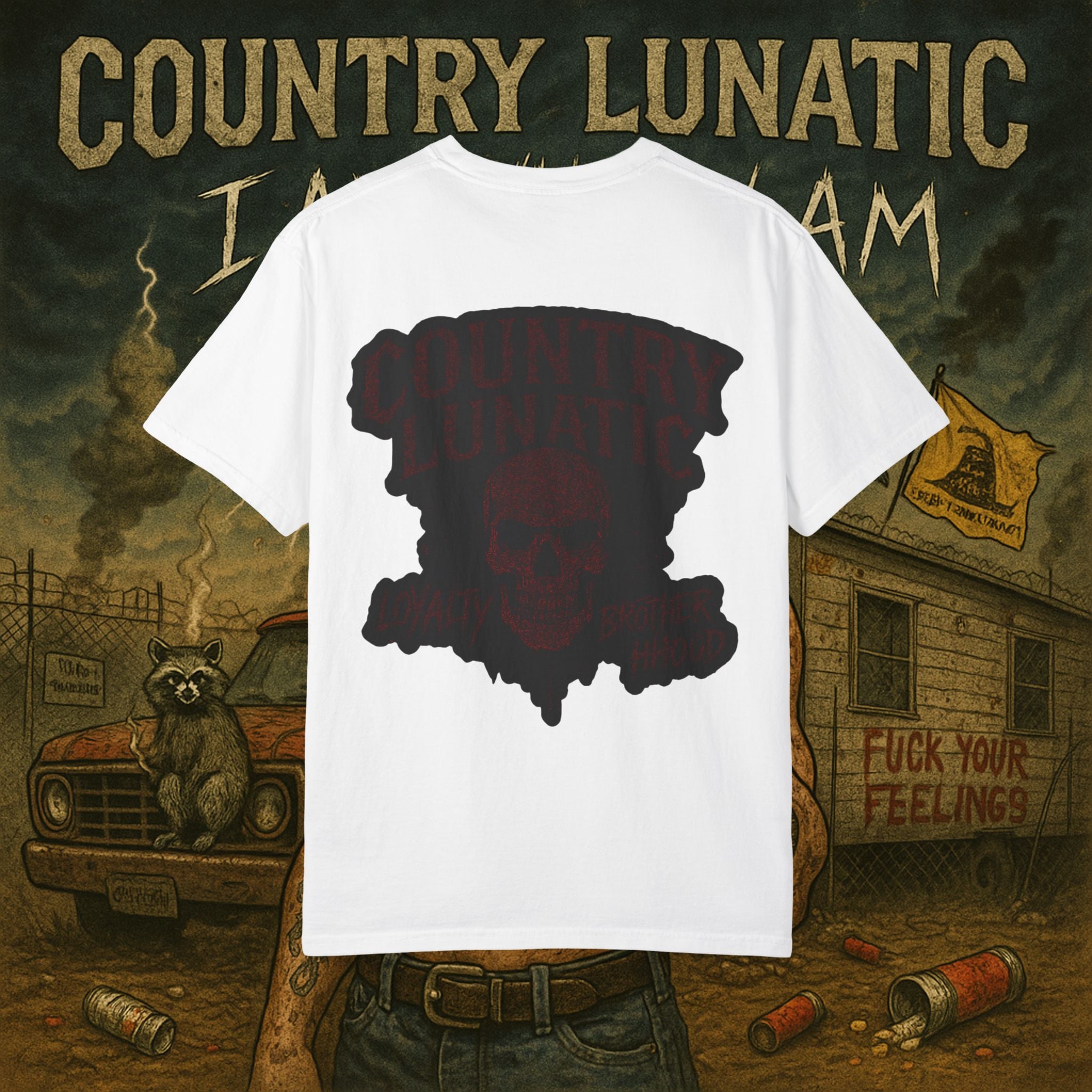 Garment-Dyed T-shirt Country Lunatic Logo #2 Back Print