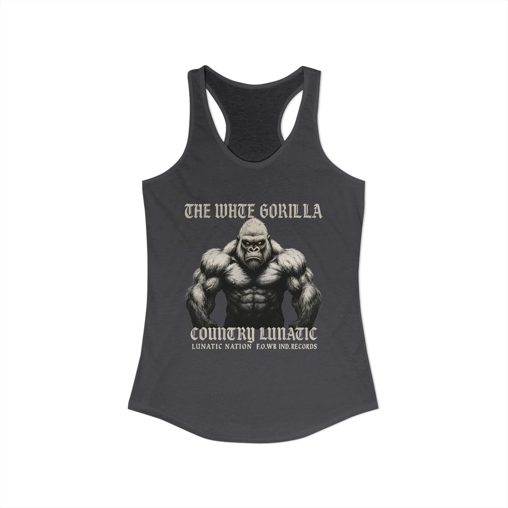 Mighty Gorilla Fitness Tank, Workout Top, Gym Apparel, Gym Tank, Gift for Fitness Lovers, White Gorilla Strength Motivation