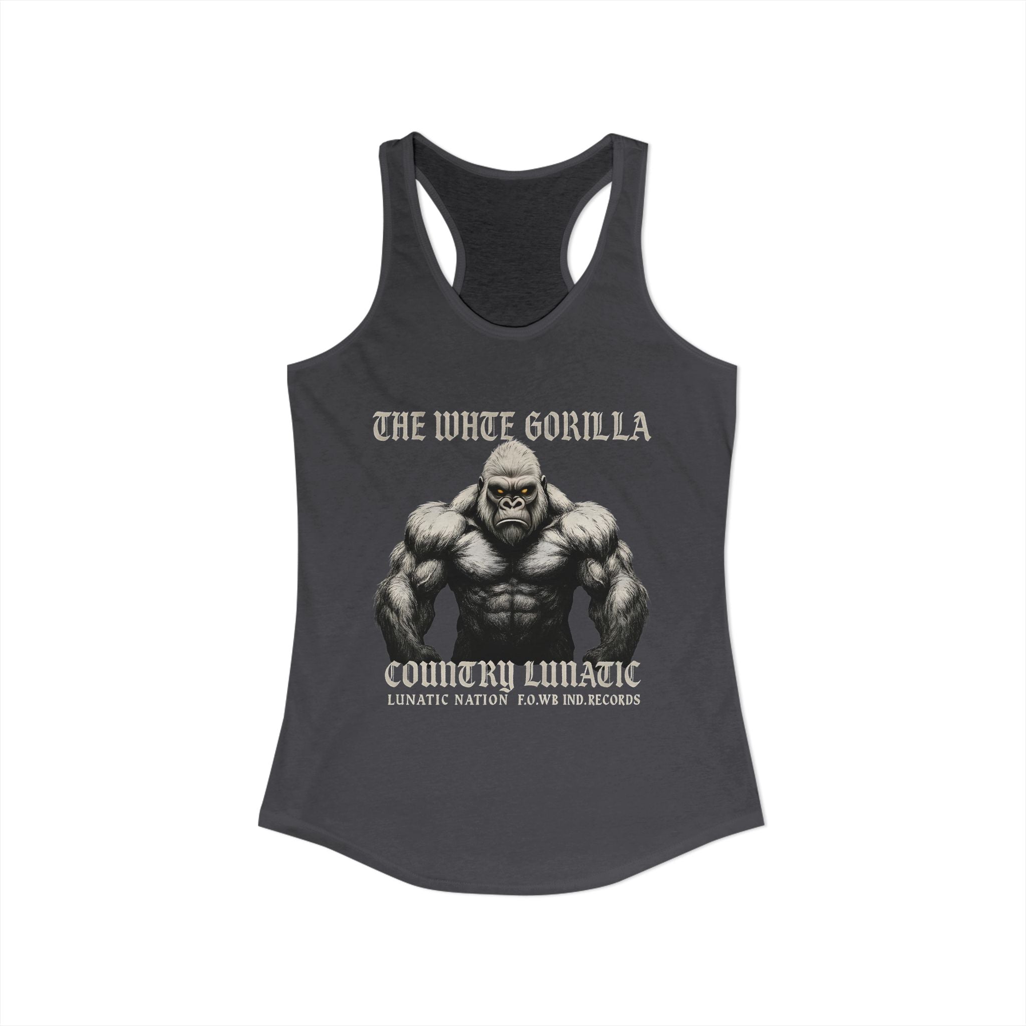 Mighty Gorilla Fitness Tank, Workout Top, Gym Apparel, Gym Tank, Gift for Fitness Lovers, White Gorilla Strength Motivation