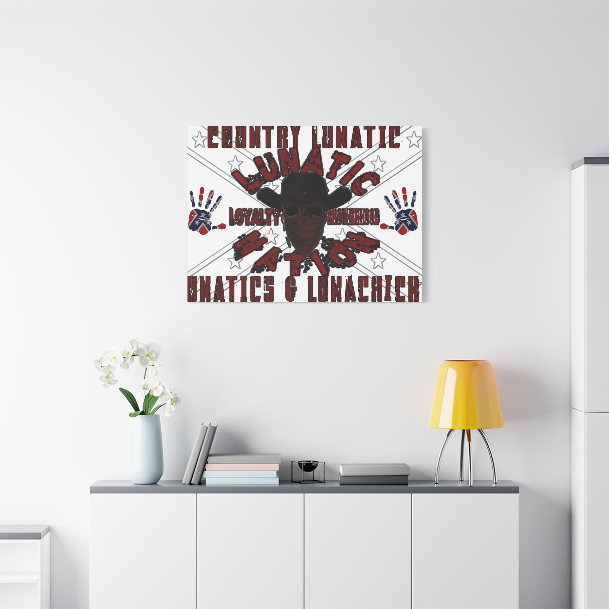 Country Lunatic Canvas Wall Art – Loyalty & Brotherhood Decor for Country Fans