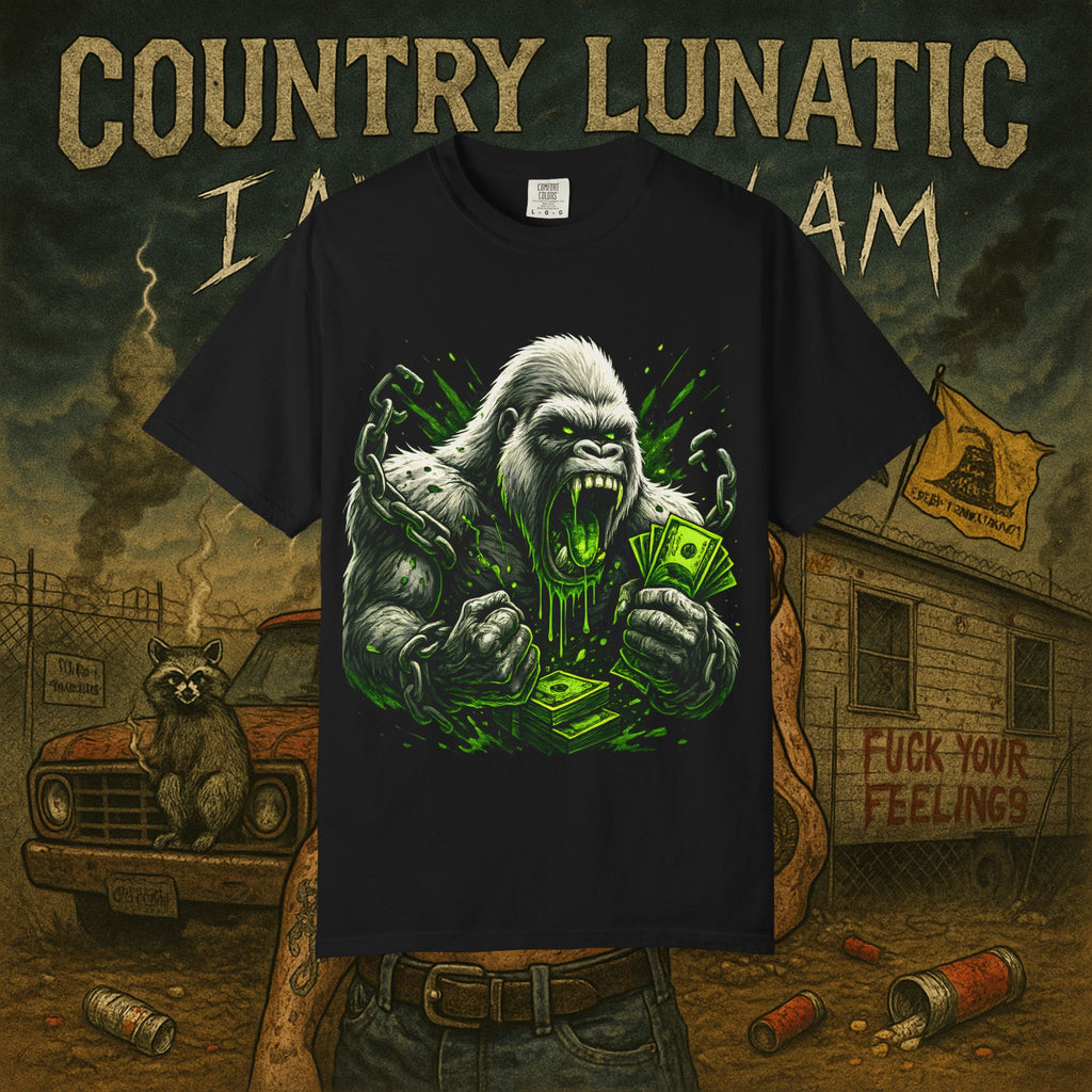 Garment-Dyed T-shirt - Country Lunatic White Gorilla 420 Edition